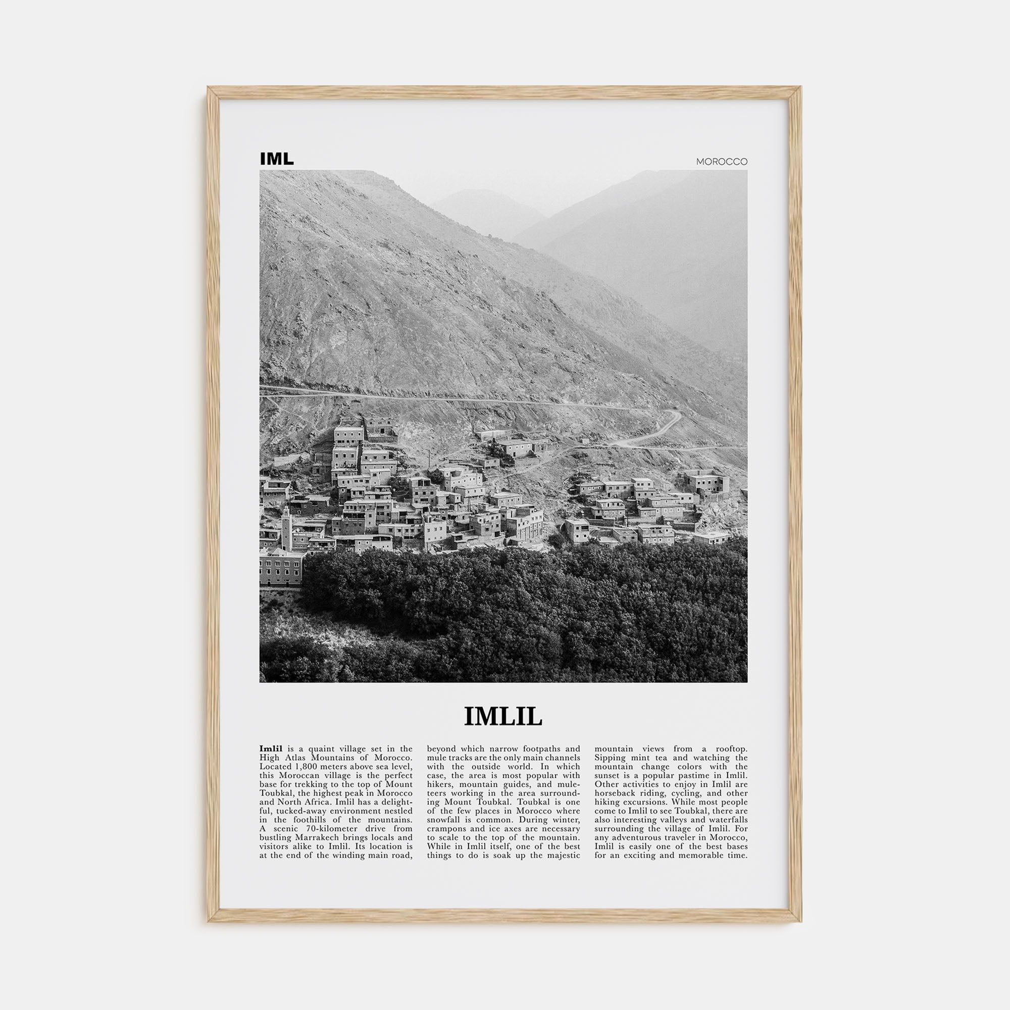 Imlil Travel B&W Poster