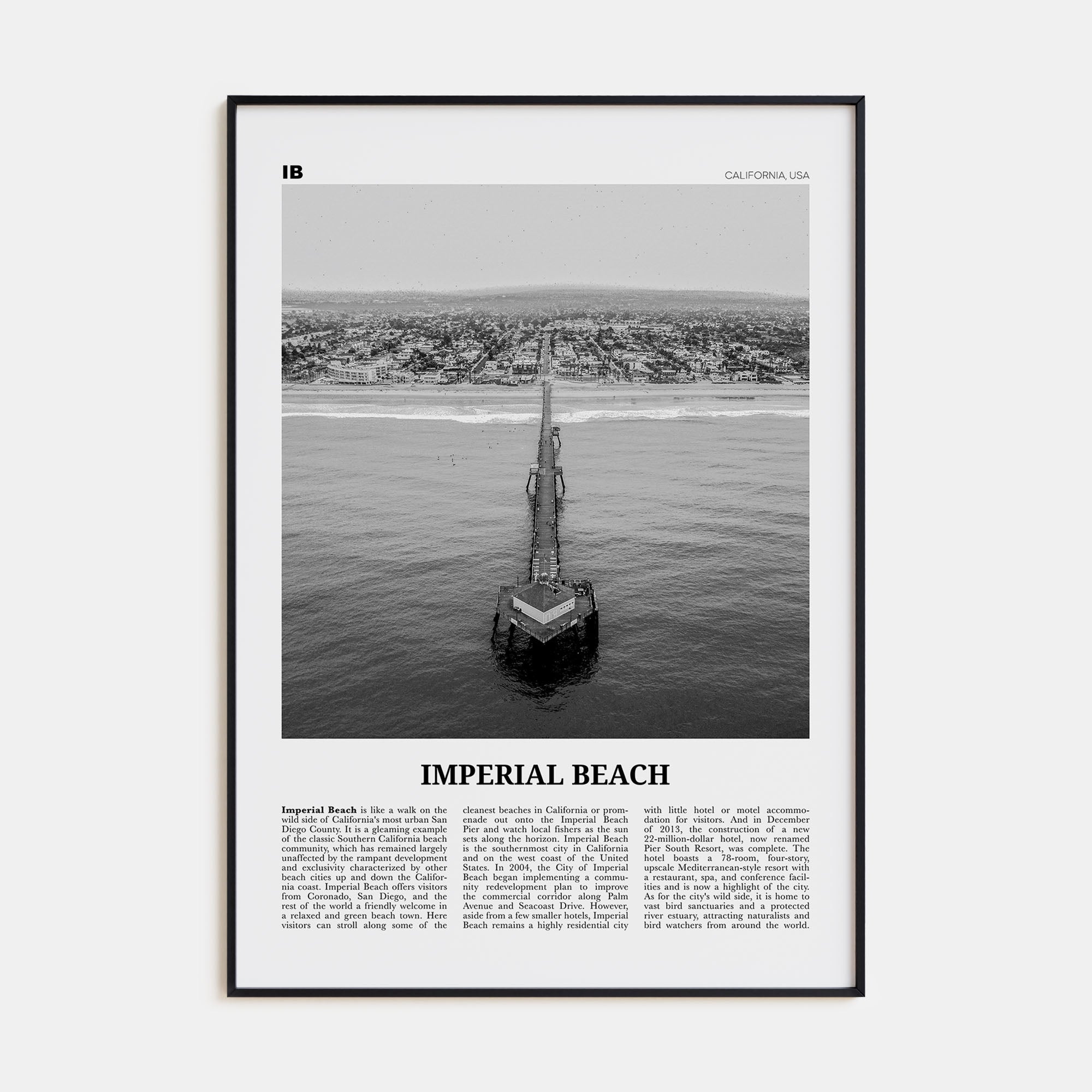 Imperial Beach Travel B&W Poster