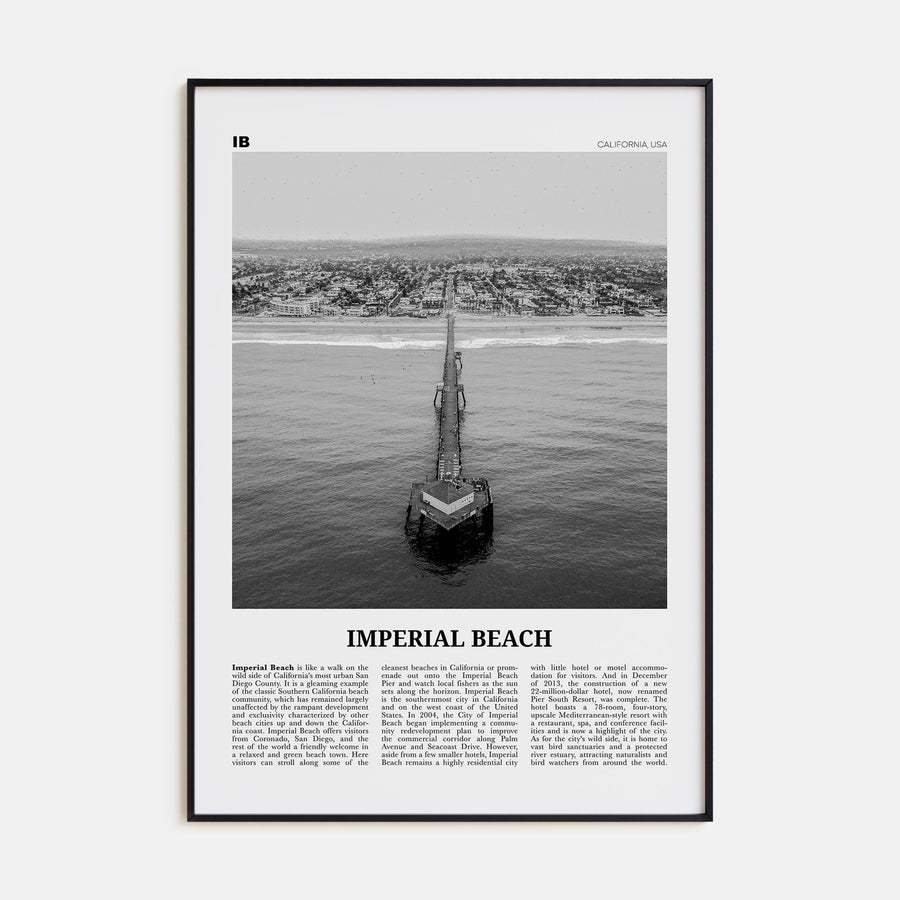 Imperial Beach Travel B&W Poster