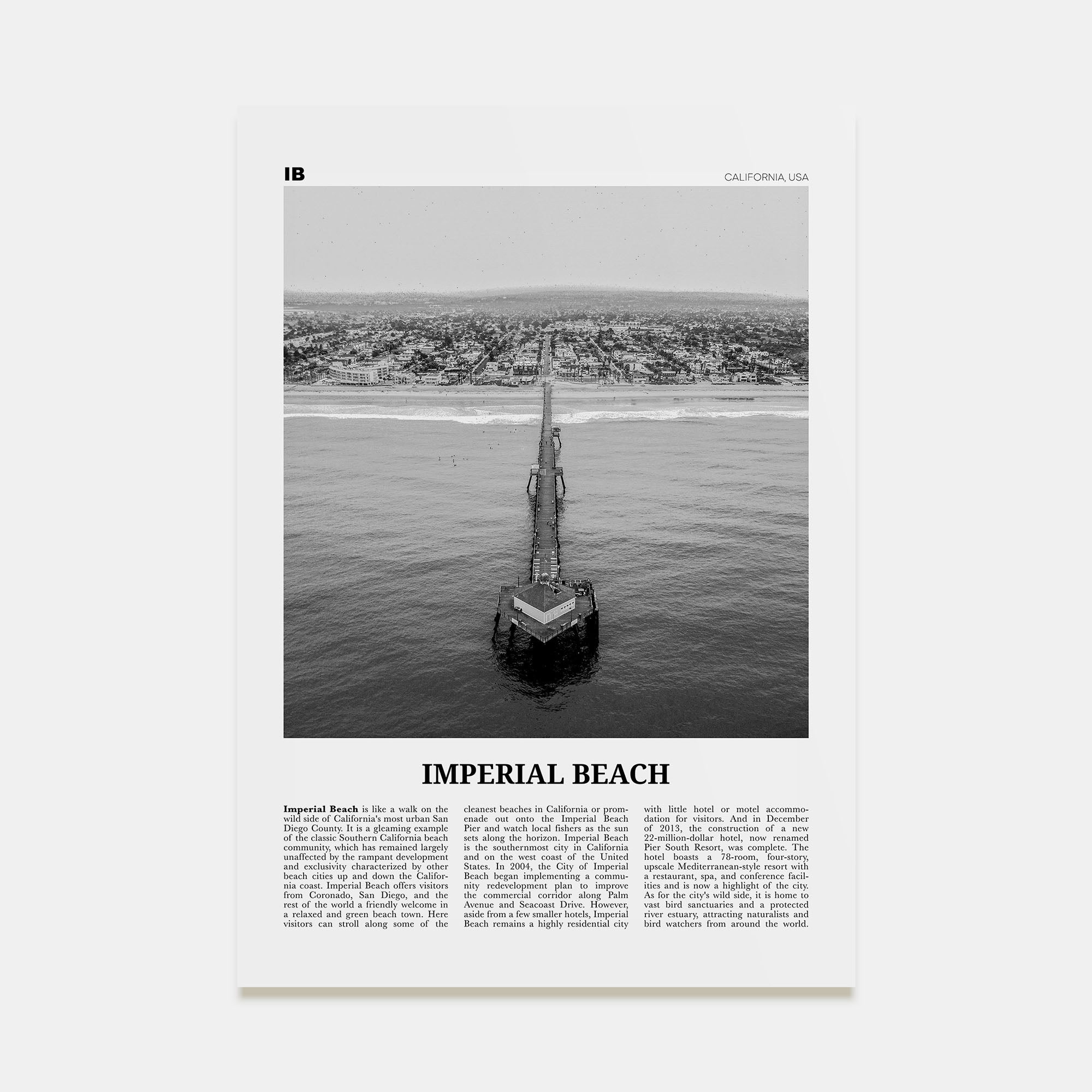 Imperial Beach Travel B&W Poster