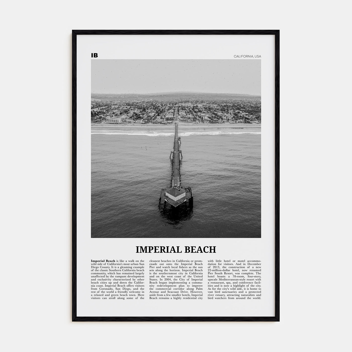 Imperial Beach Travel B&W Poster
