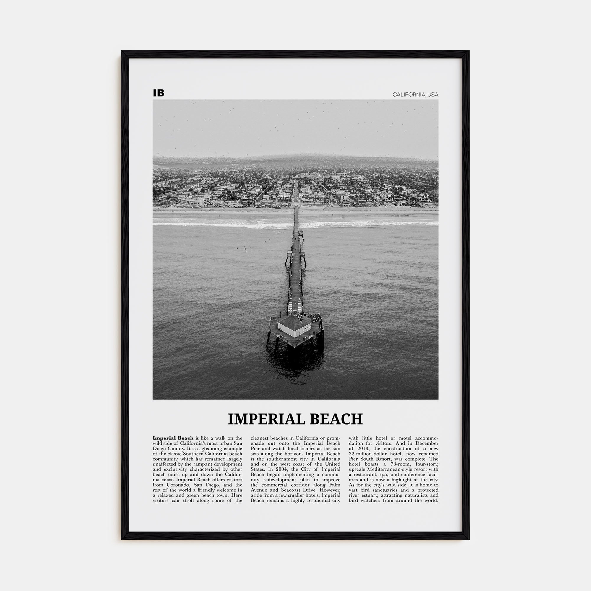 Imperial Beach Travel B&W Poster