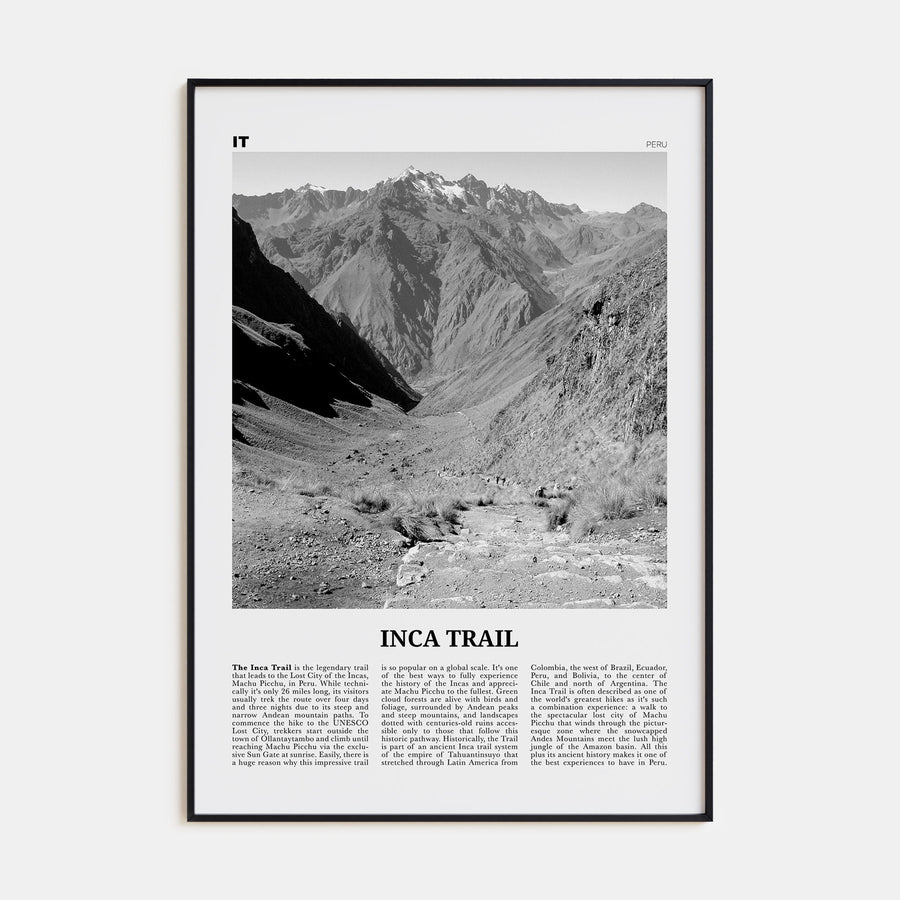 Inca Trail Travel B&W Poster