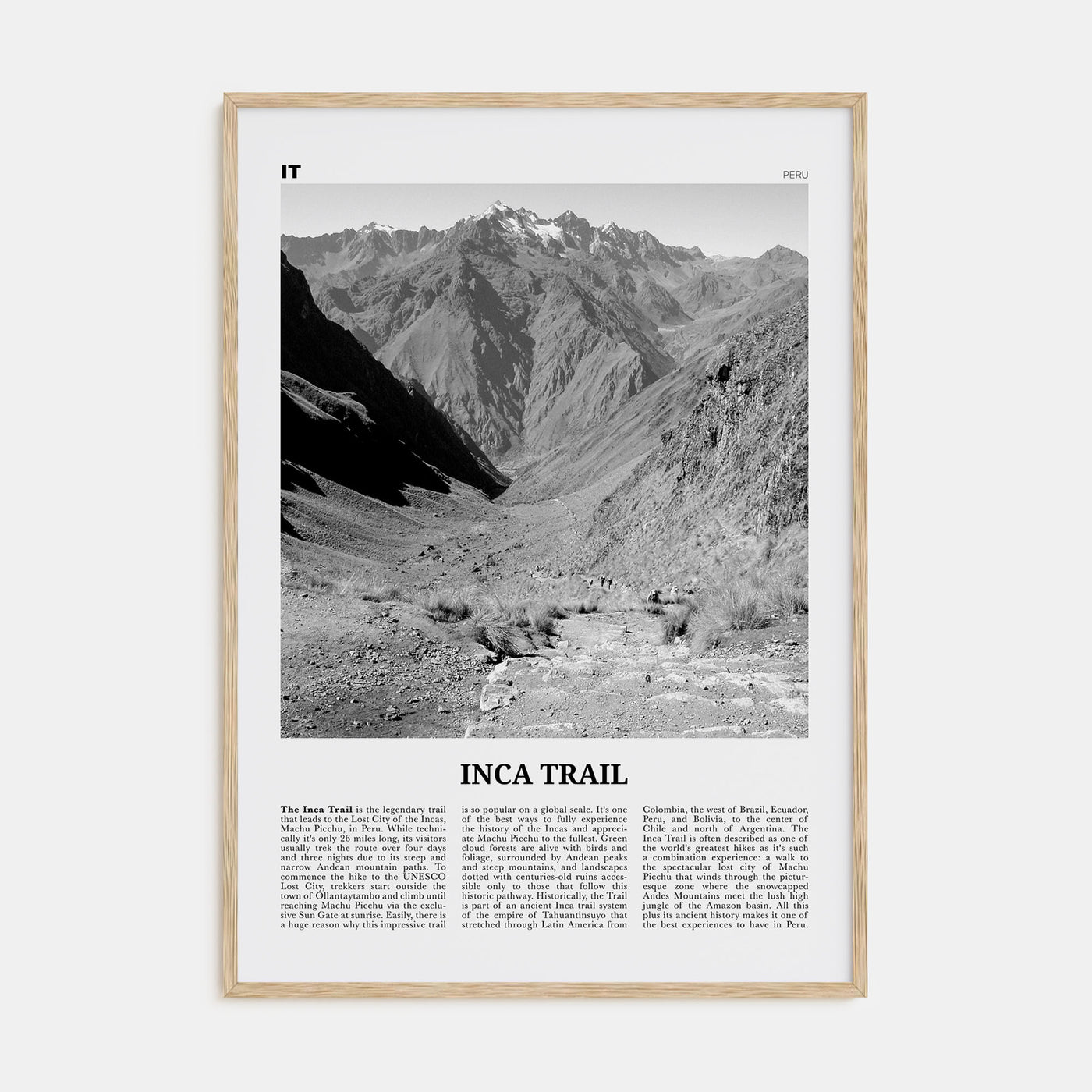 Inca Trail Travel B&W Poster