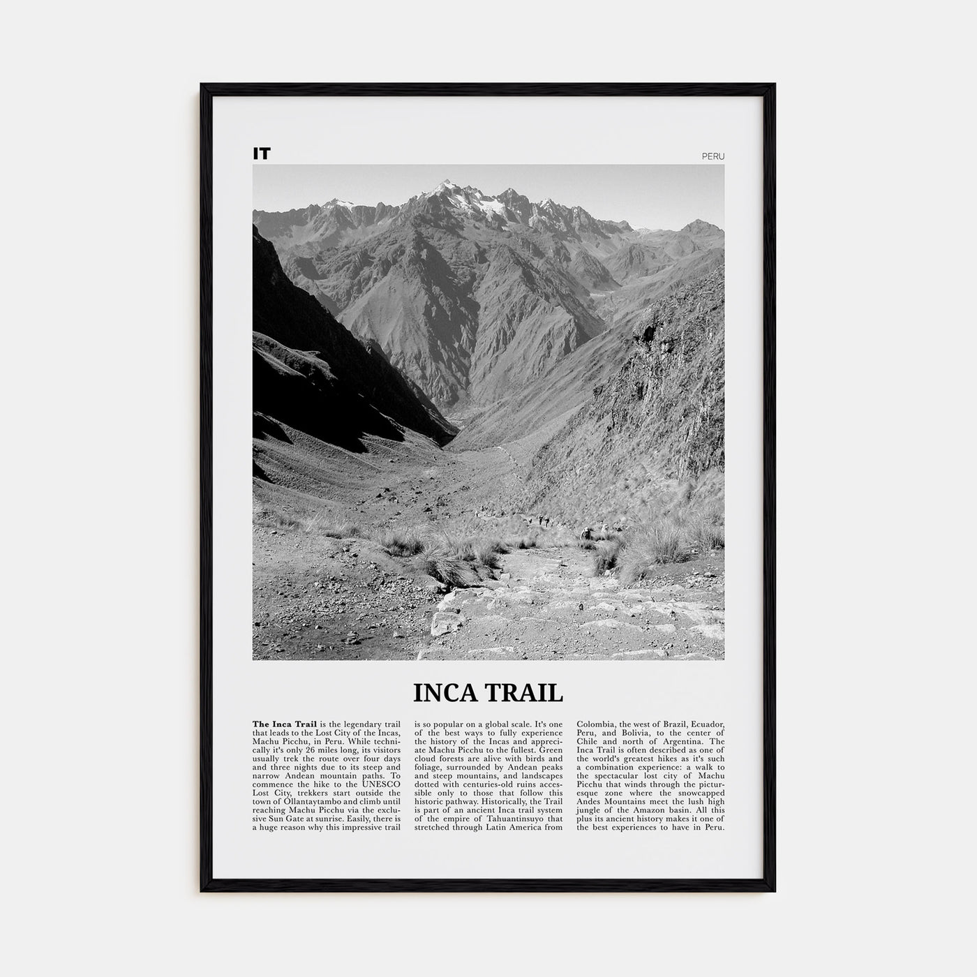Inca Trail Travel B&W Poster