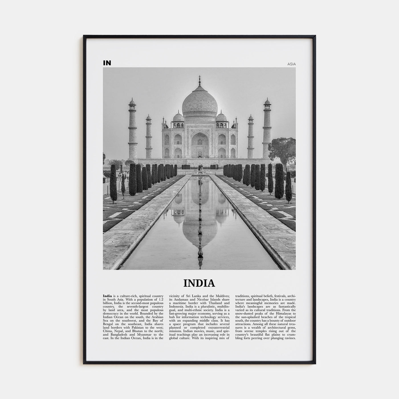 India Travel B&W Poster