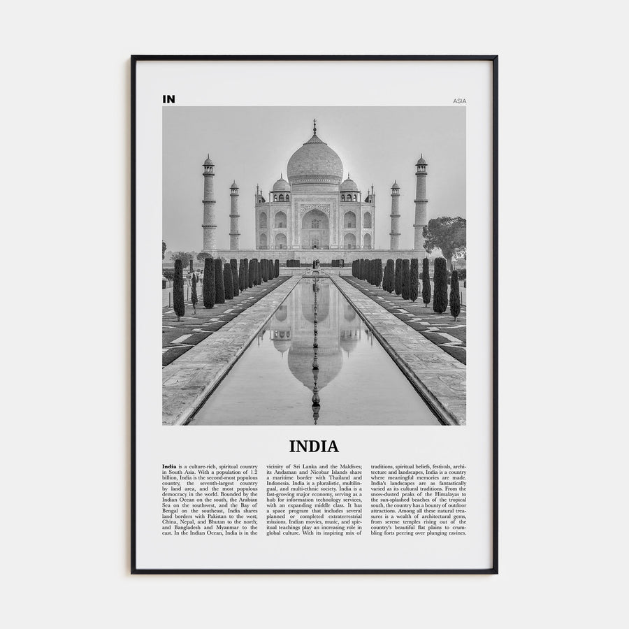 India Travel B&W Poster