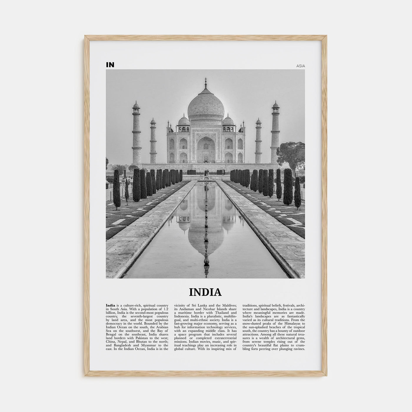 India Travel B&W Poster