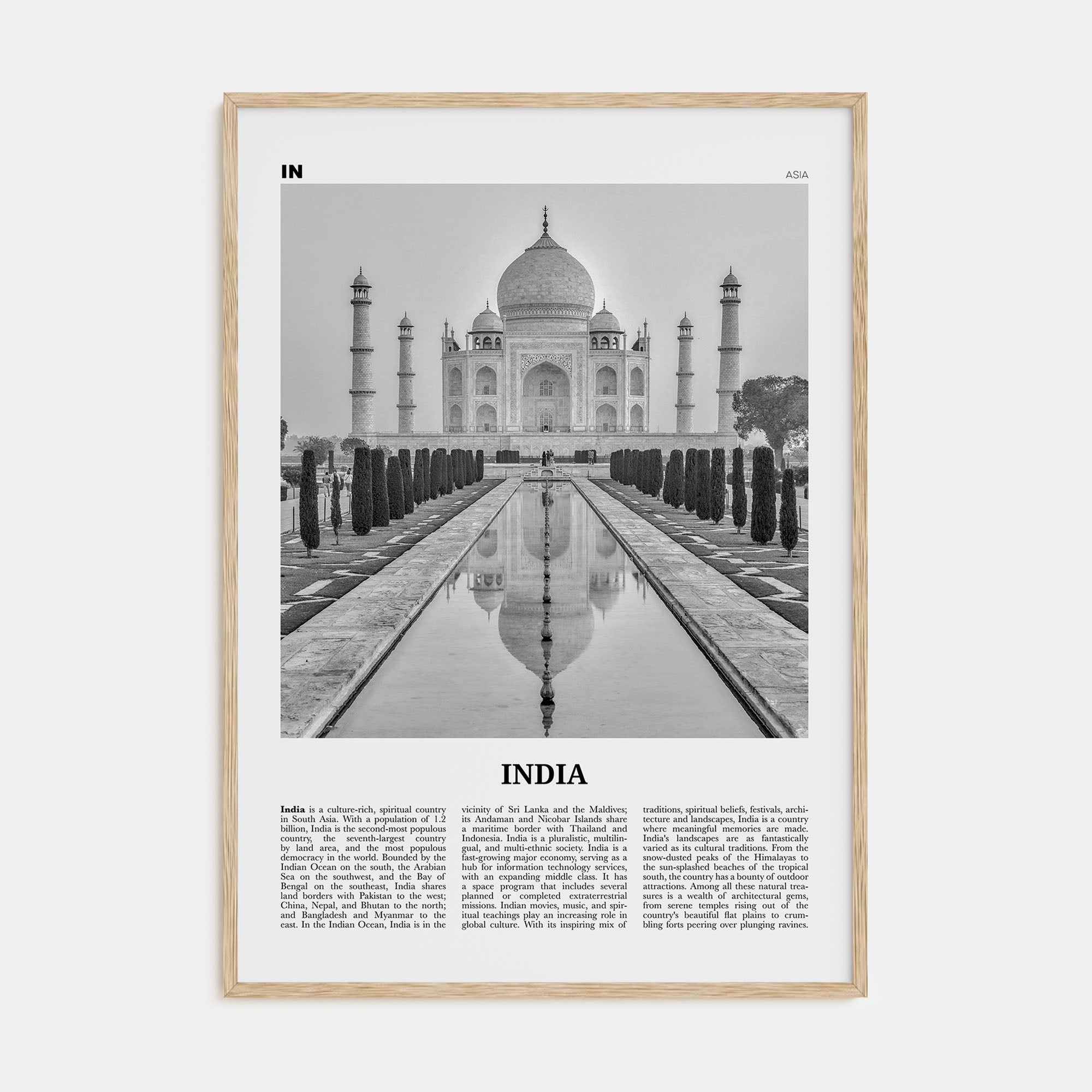 India Travel B&W Poster