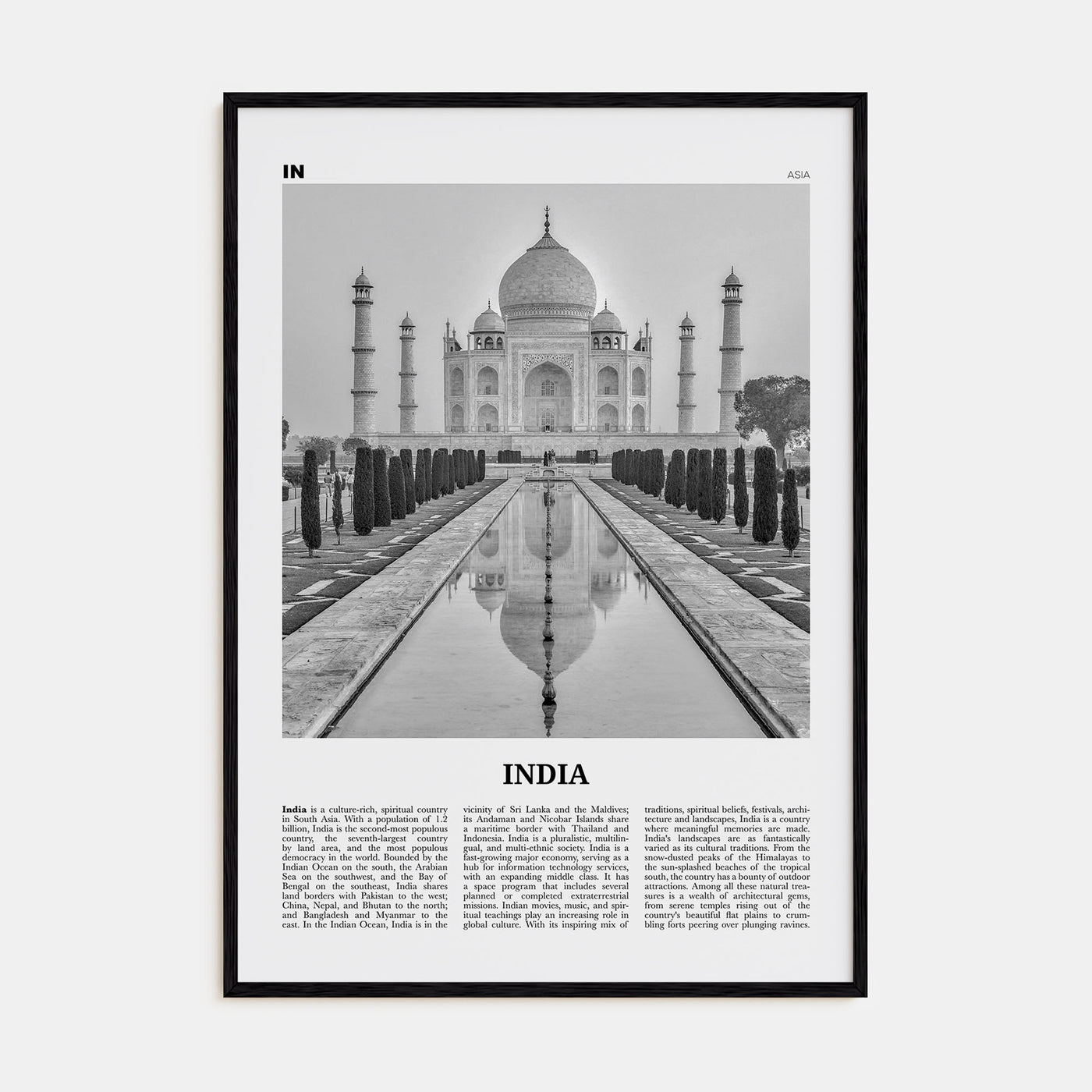 India Travel B&W Poster
