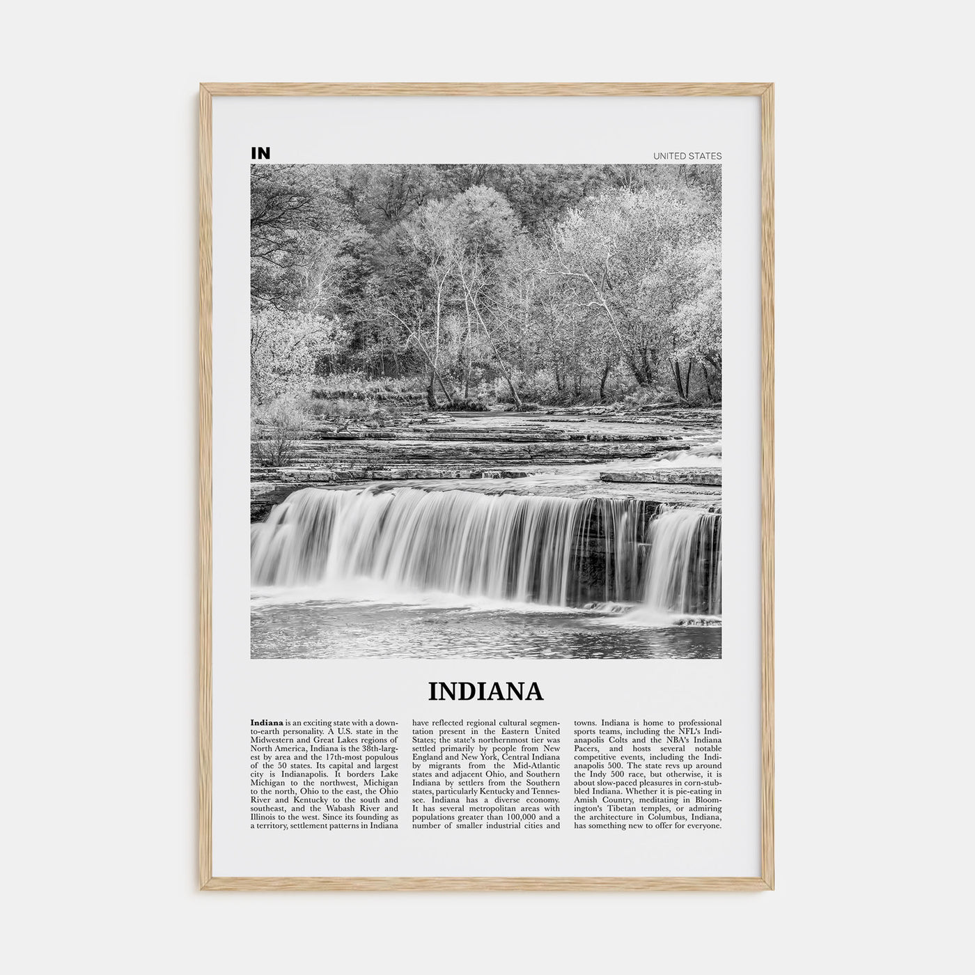 Indiana Travel B&W No 1 Poster