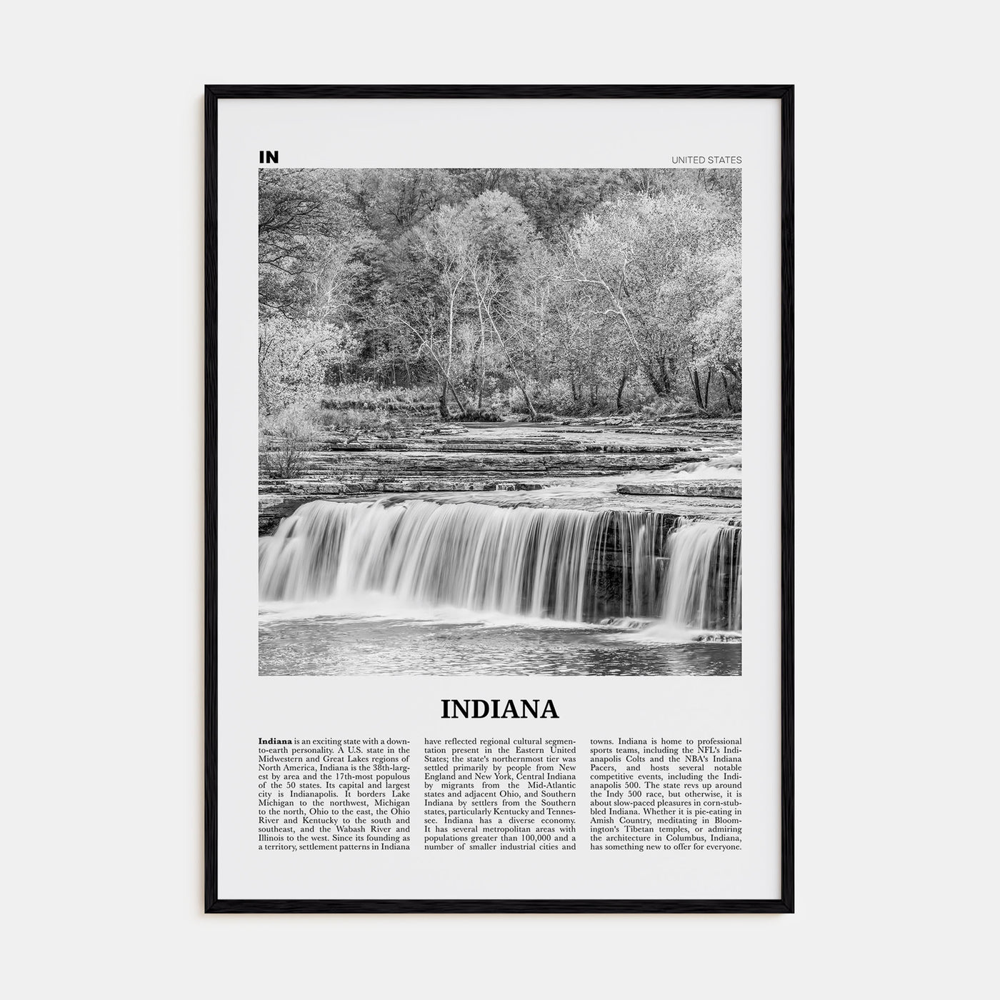 Indiana Travel B&W No 1 Poster