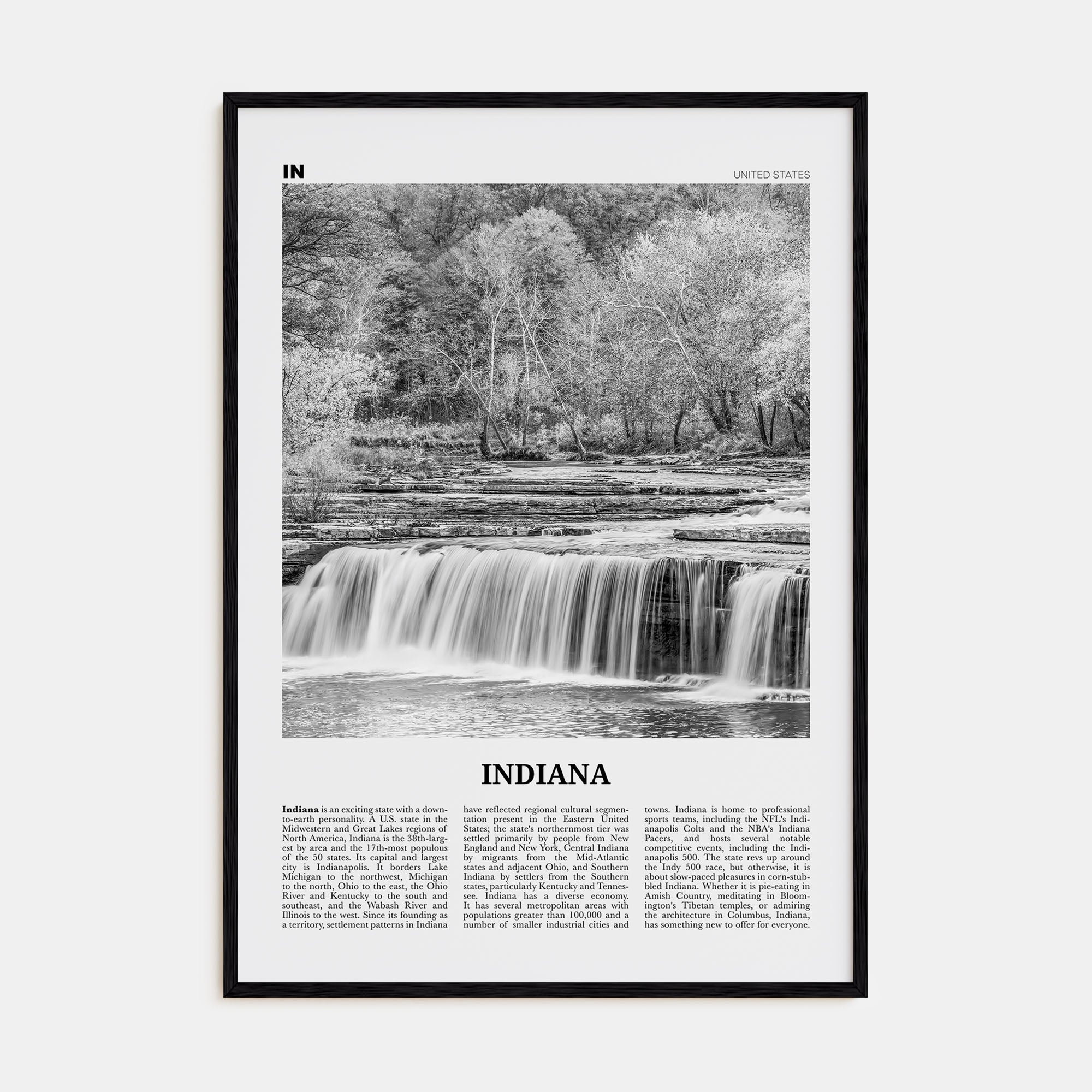 Indiana Travel B&W No 1 Poster