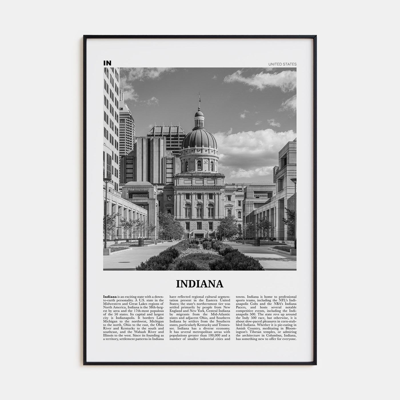 Indiana Travel B&W No 2 Poster