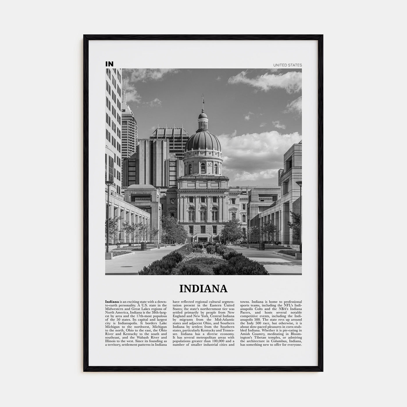 Indiana Travel B&W No 2 Poster