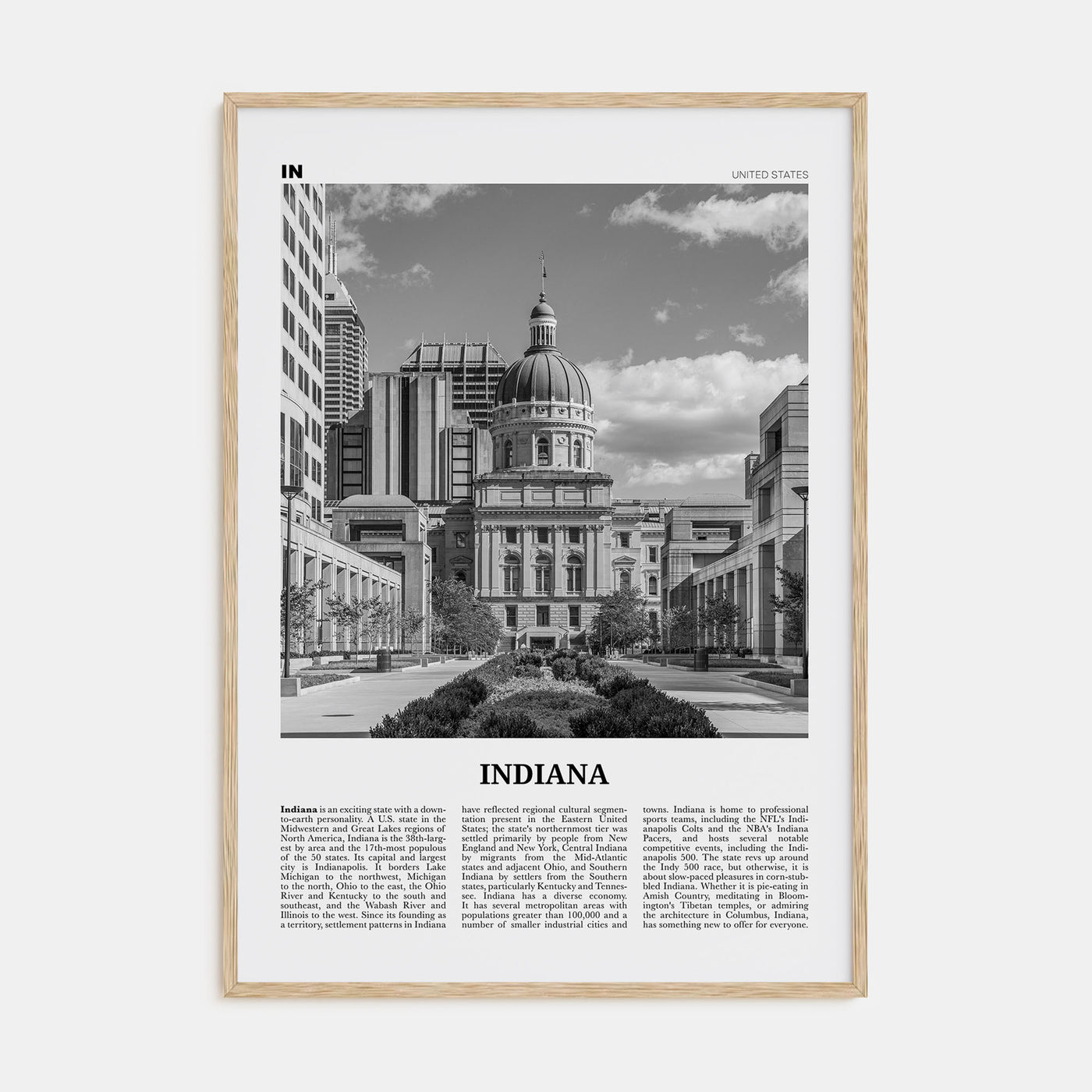 Indiana Travel B&W No 2 Poster