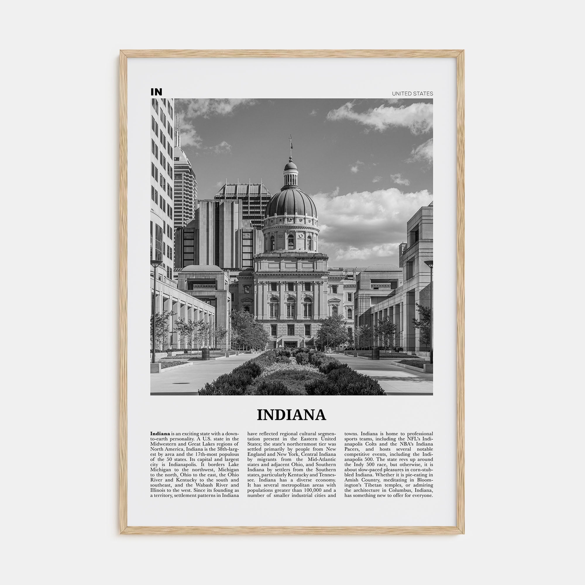 Indiana Travel B&W No 2 Poster