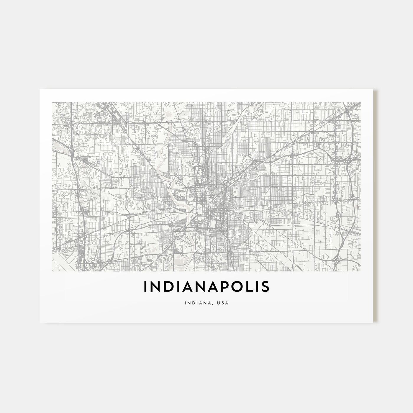 Indianapolis Map Landscape Poster