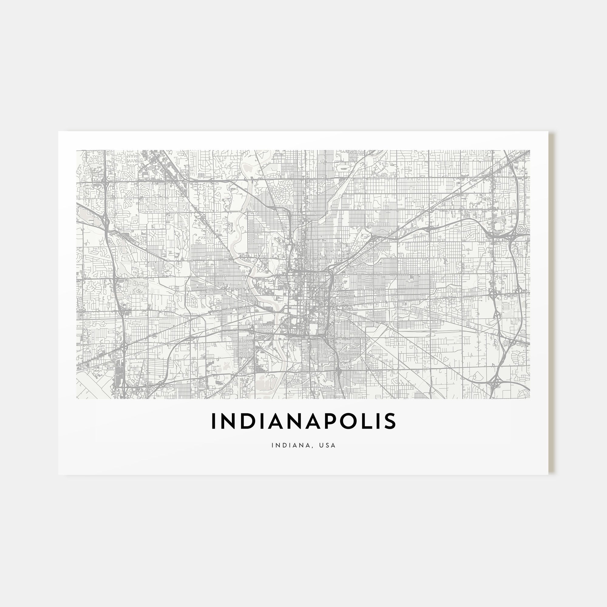 Indianapolis Map Landscape Poster