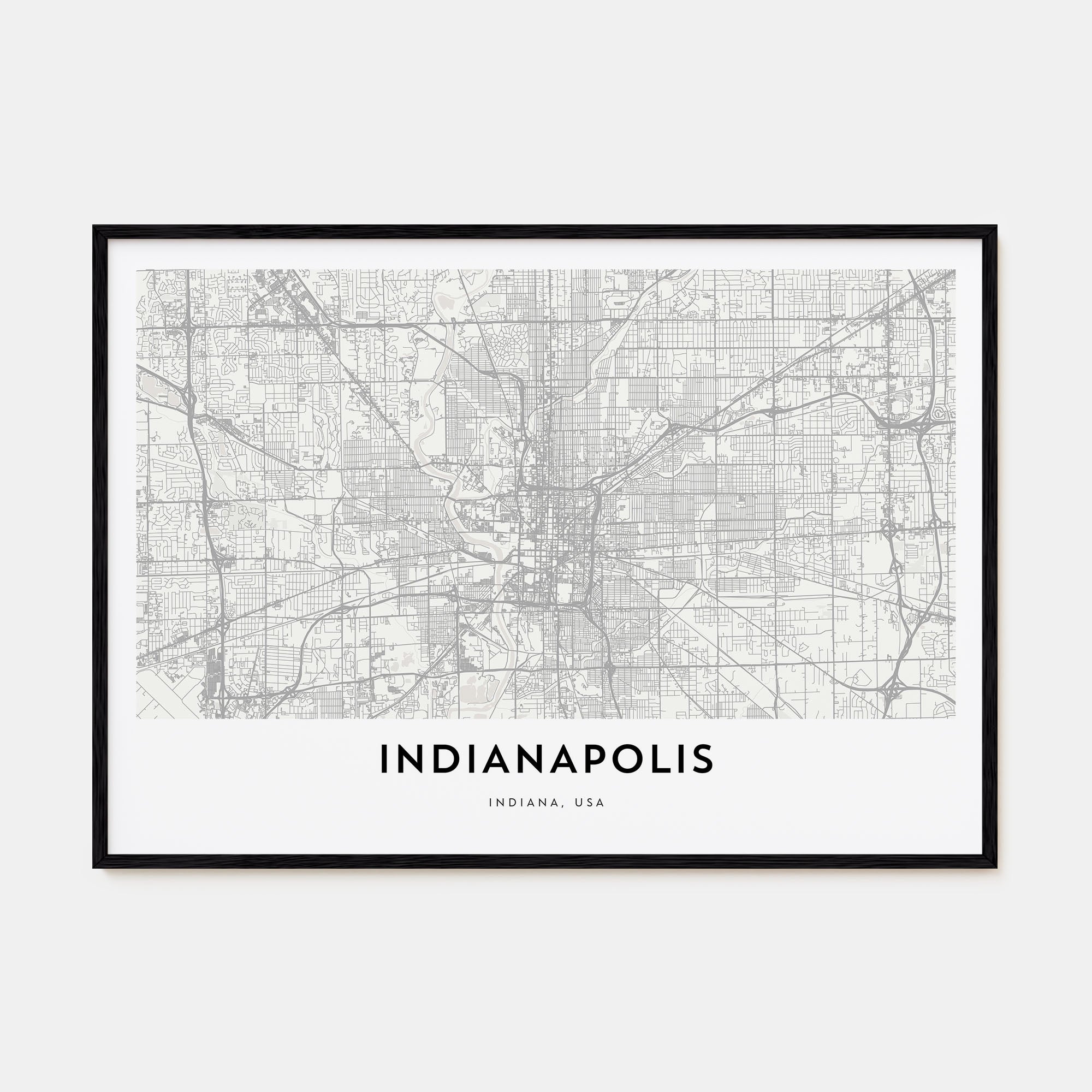 Indianapolis Map Landscape Poster