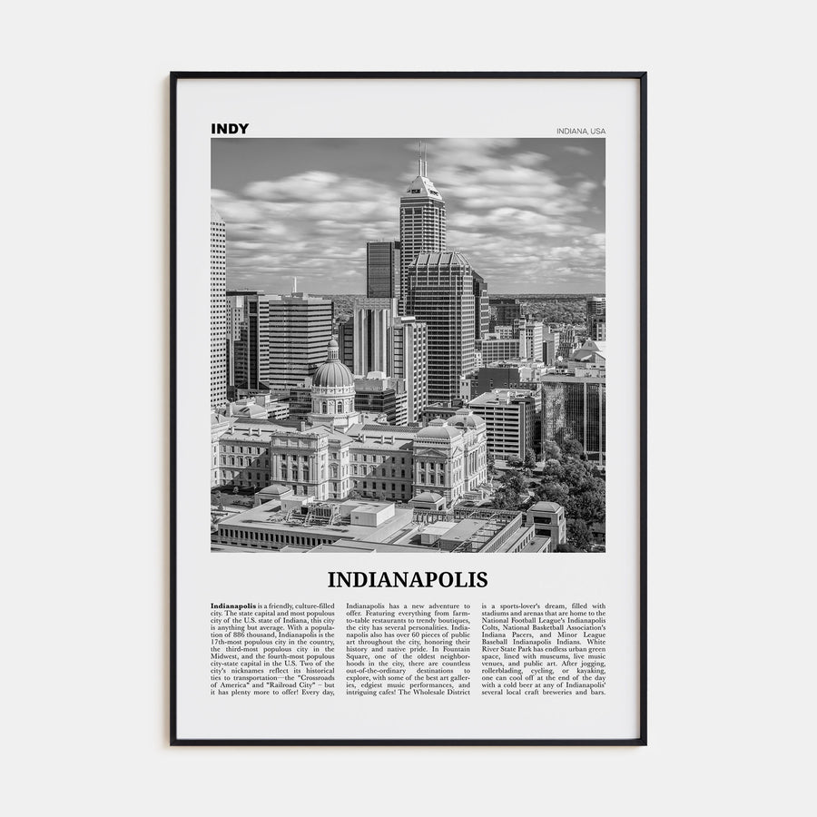 Indianapolis Travel B&W No 1 Poster