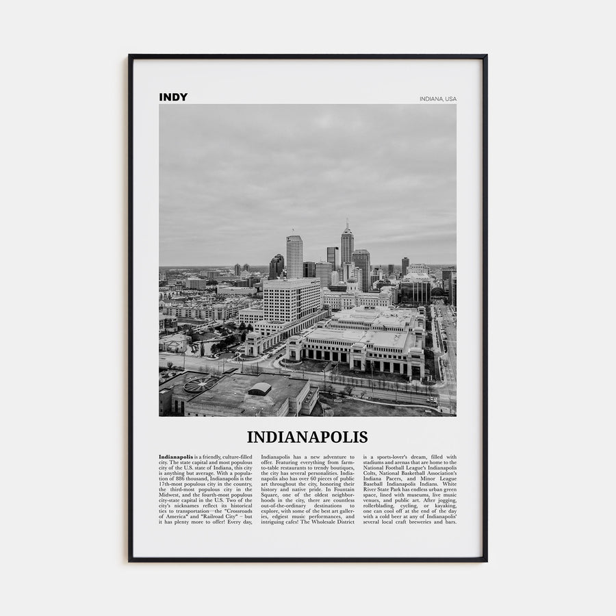 Indianapolis Travel B&W No 2 Poster