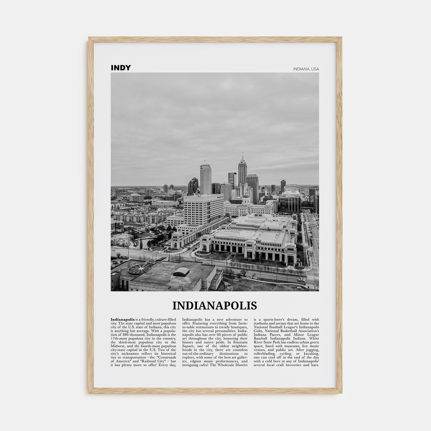 Indianapolis Travel B&W No 2 Poster