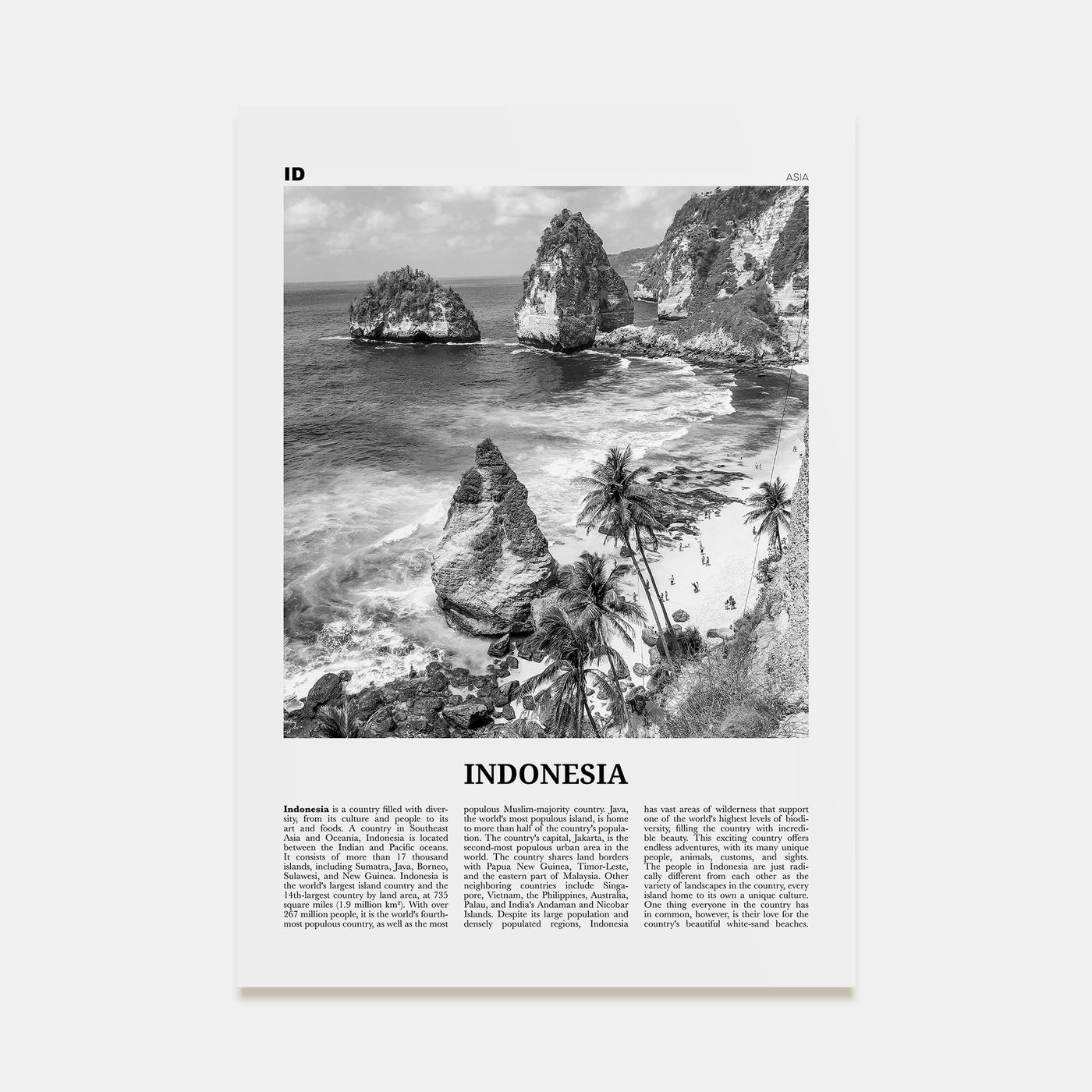 Indonesia Travel B&W No 2 Poster