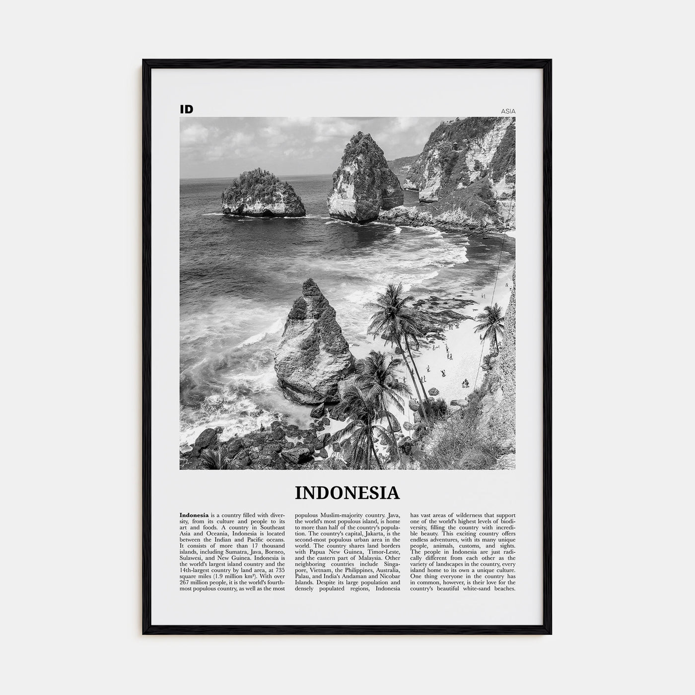 Indonesia Travel B&W No 2 Poster