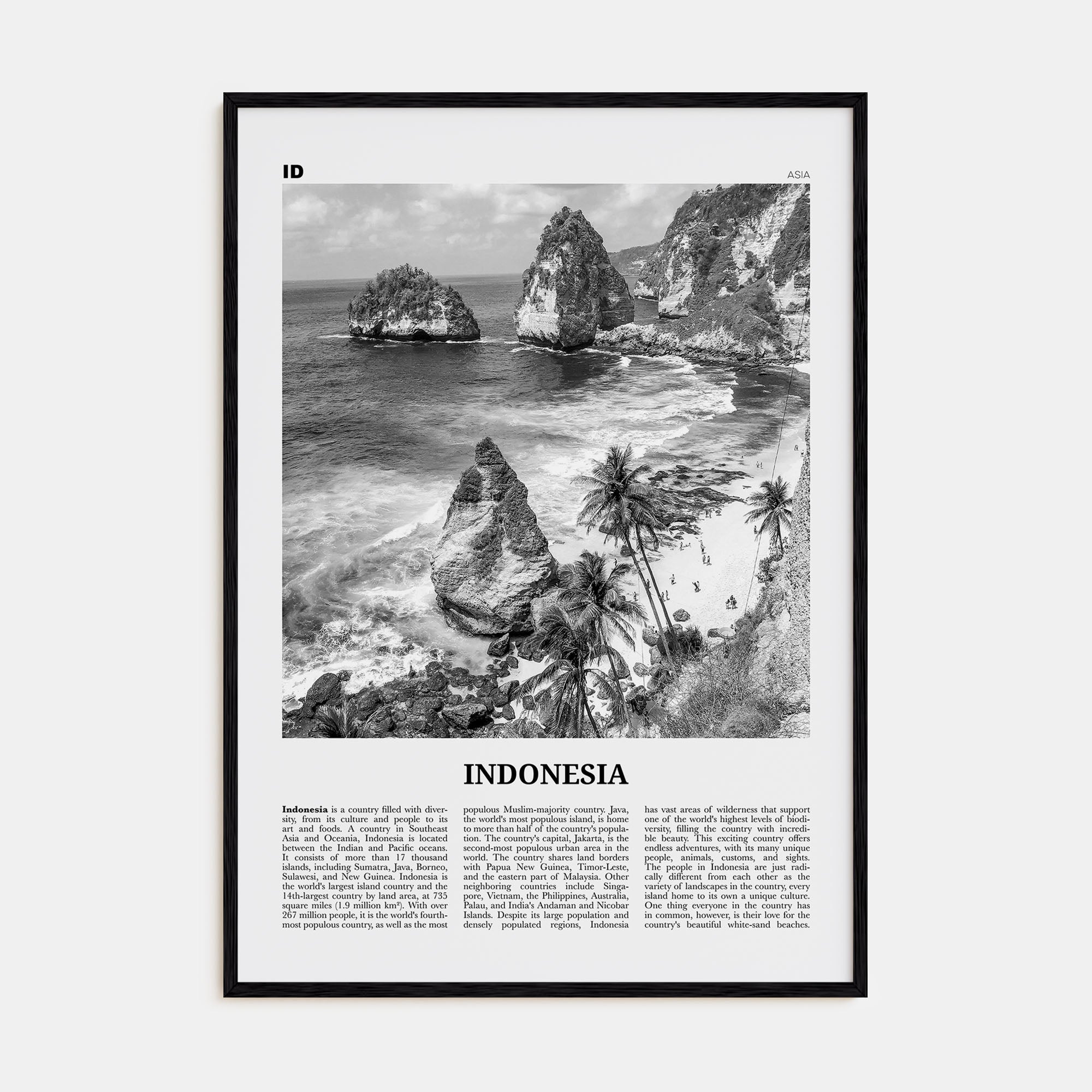 Indonesia Travel B&W No 2 Poster