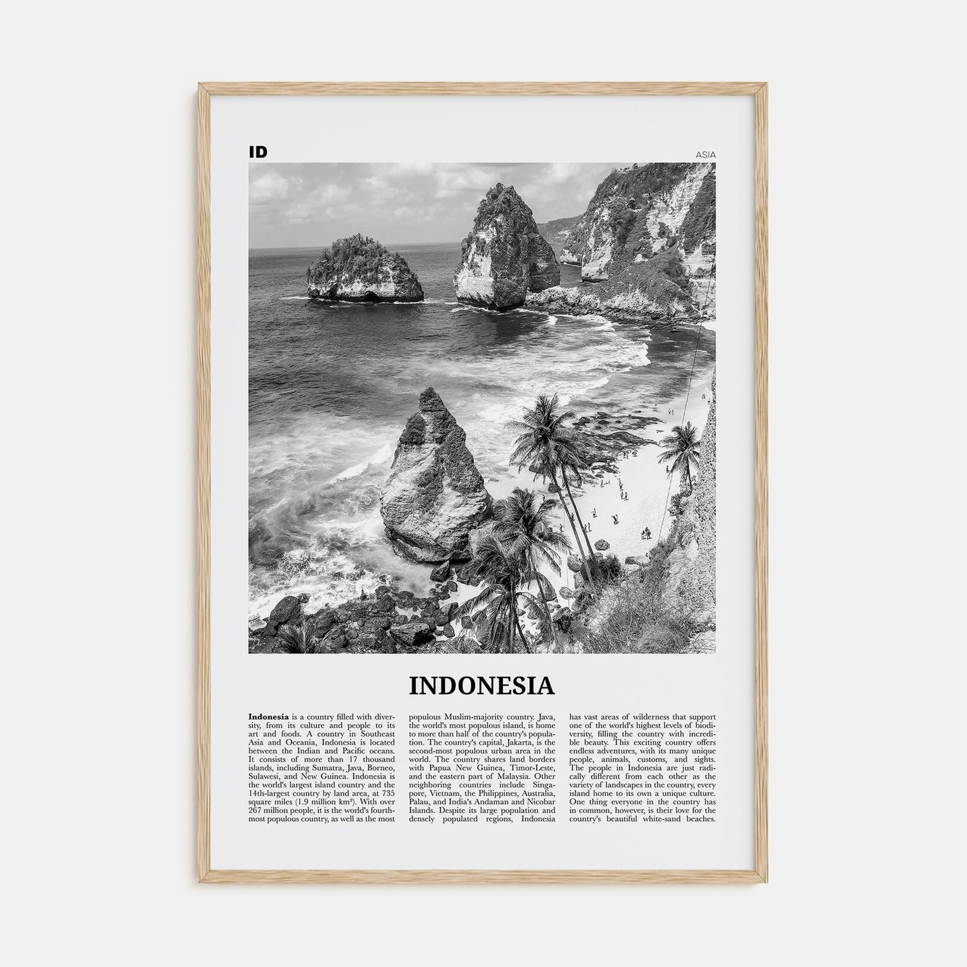 Indonesia Travel B&W No 2 Poster