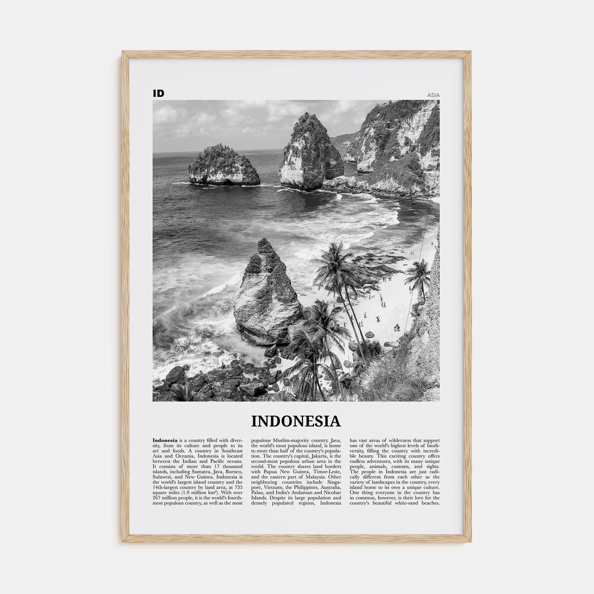 Indonesia Travel B&W No 2 Poster