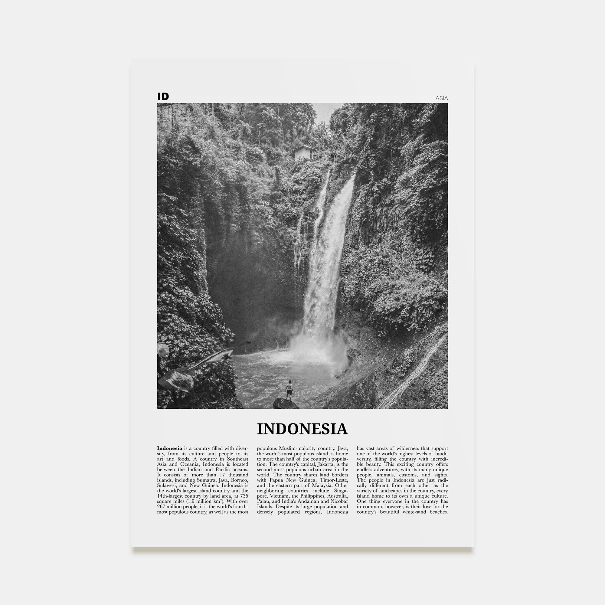 Indonesia Travel B&W No 3 Poster