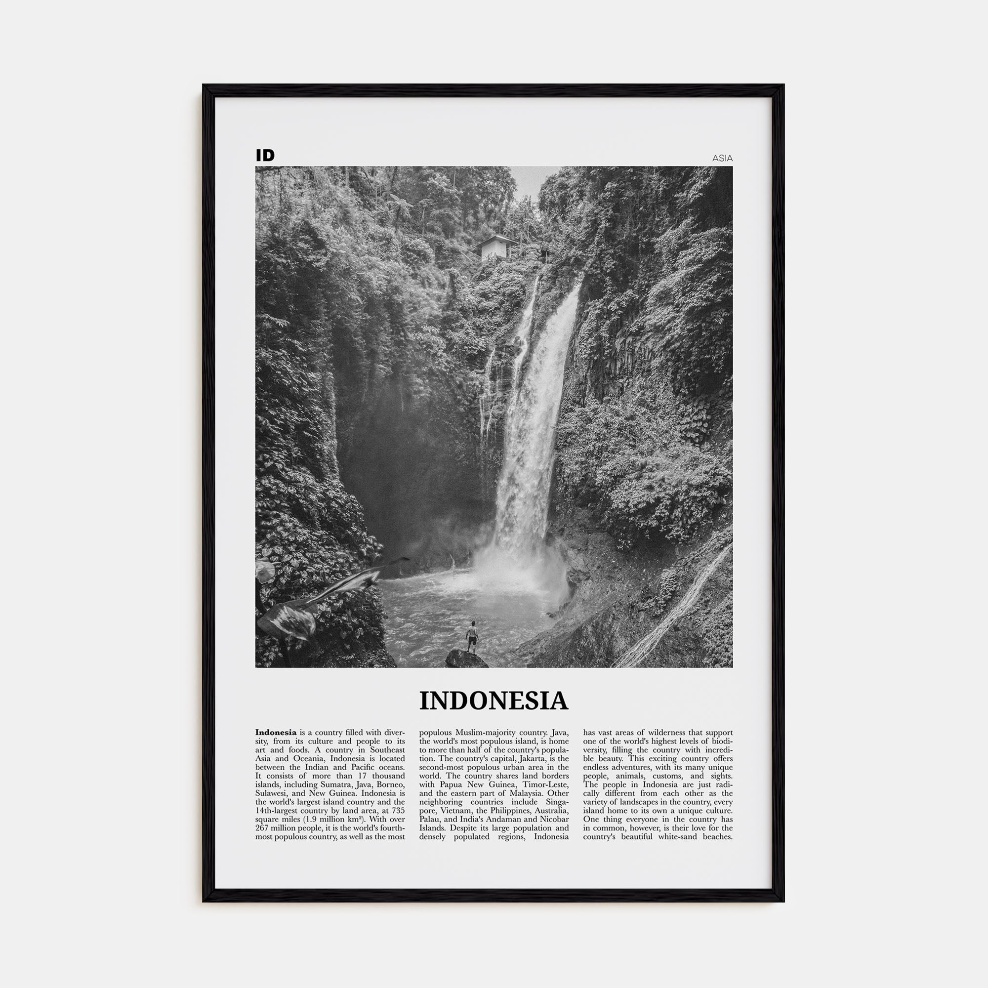 Indonesia Travel B&W No 3 Poster