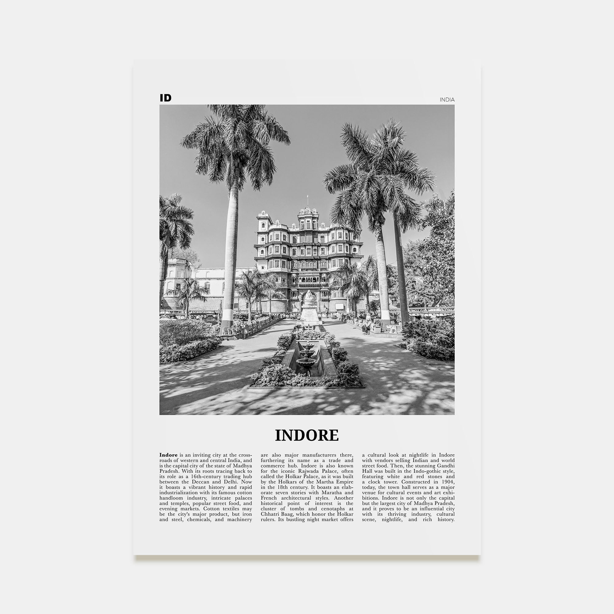 Indore Travel B&W Poster