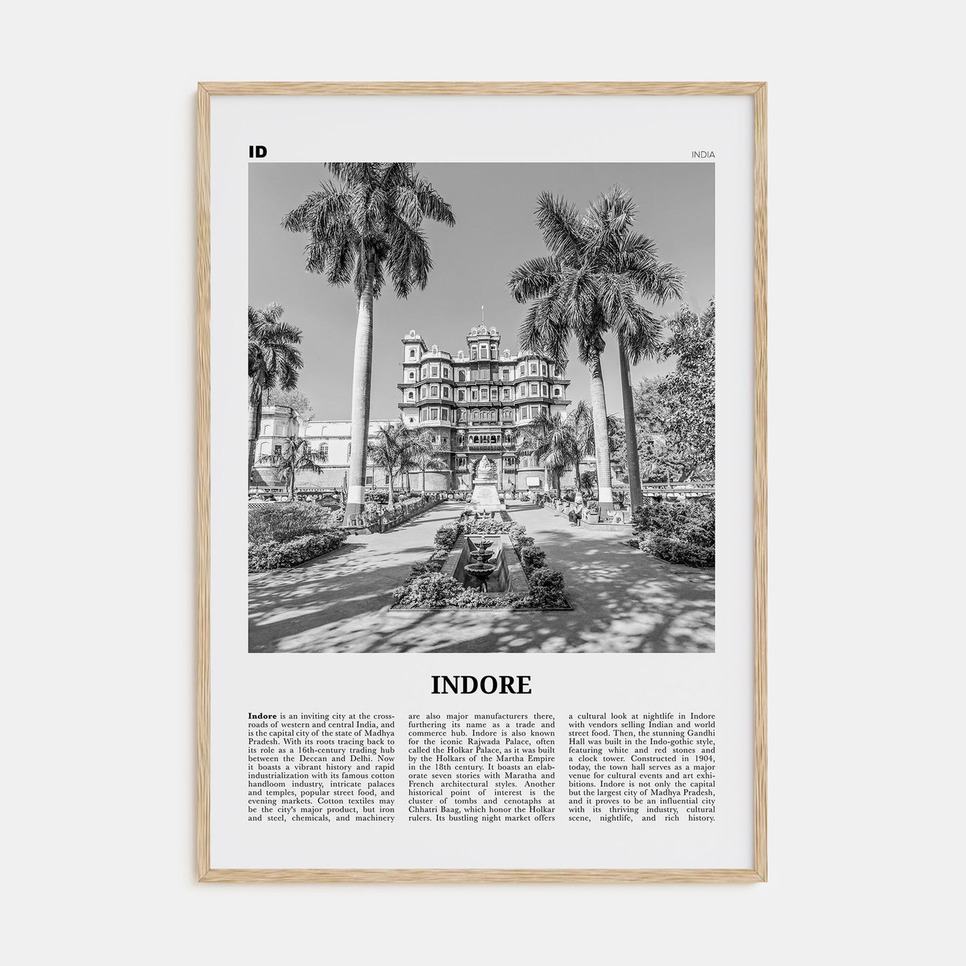 Indore Travel B&W Poster