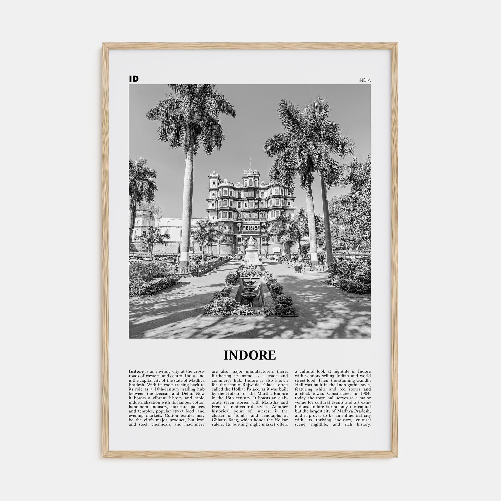 Indore Travel B&W Poster