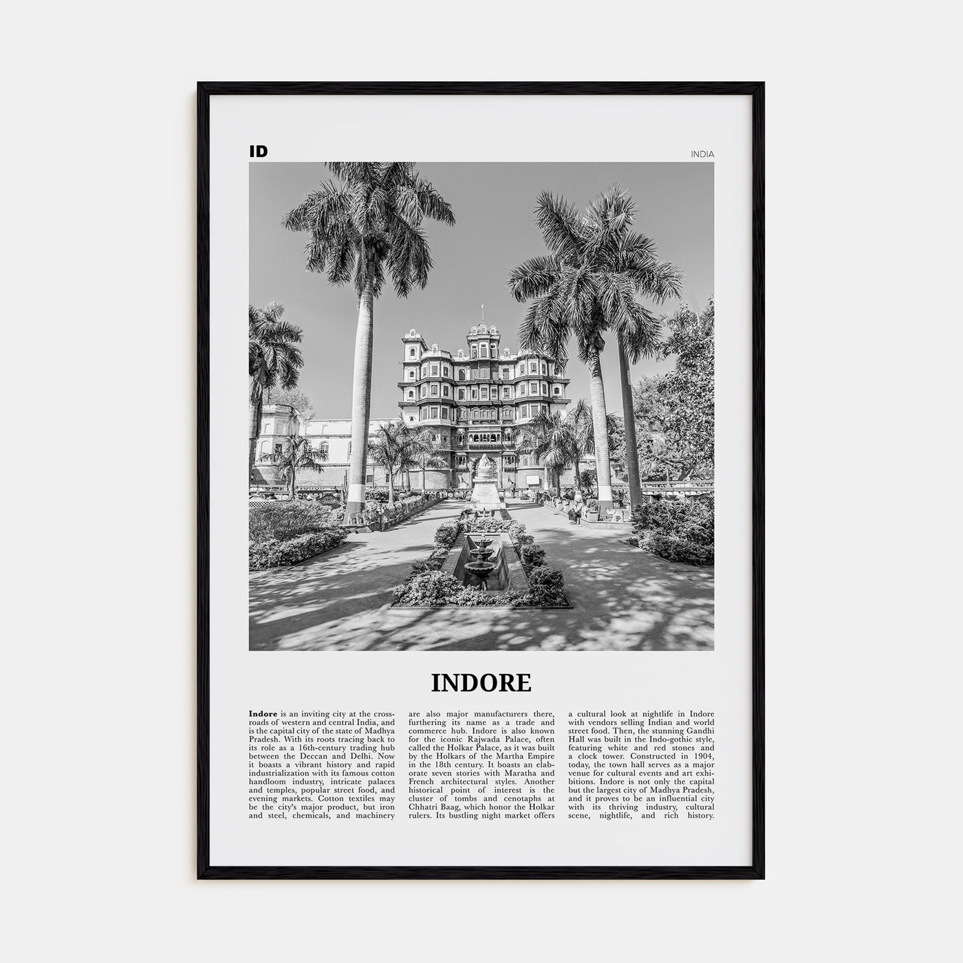 Indore Travel B&W Poster