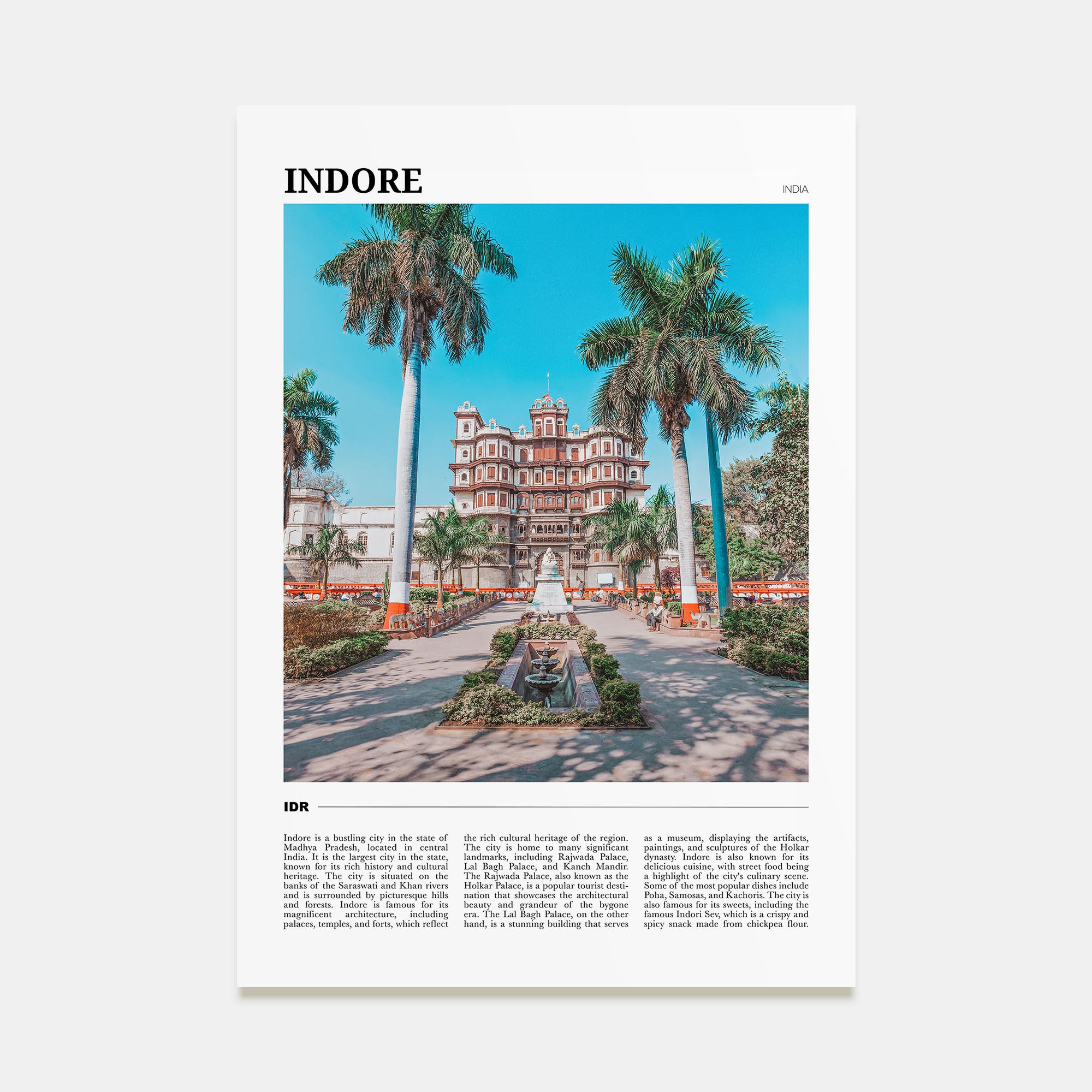 Indore Travel Color Poster