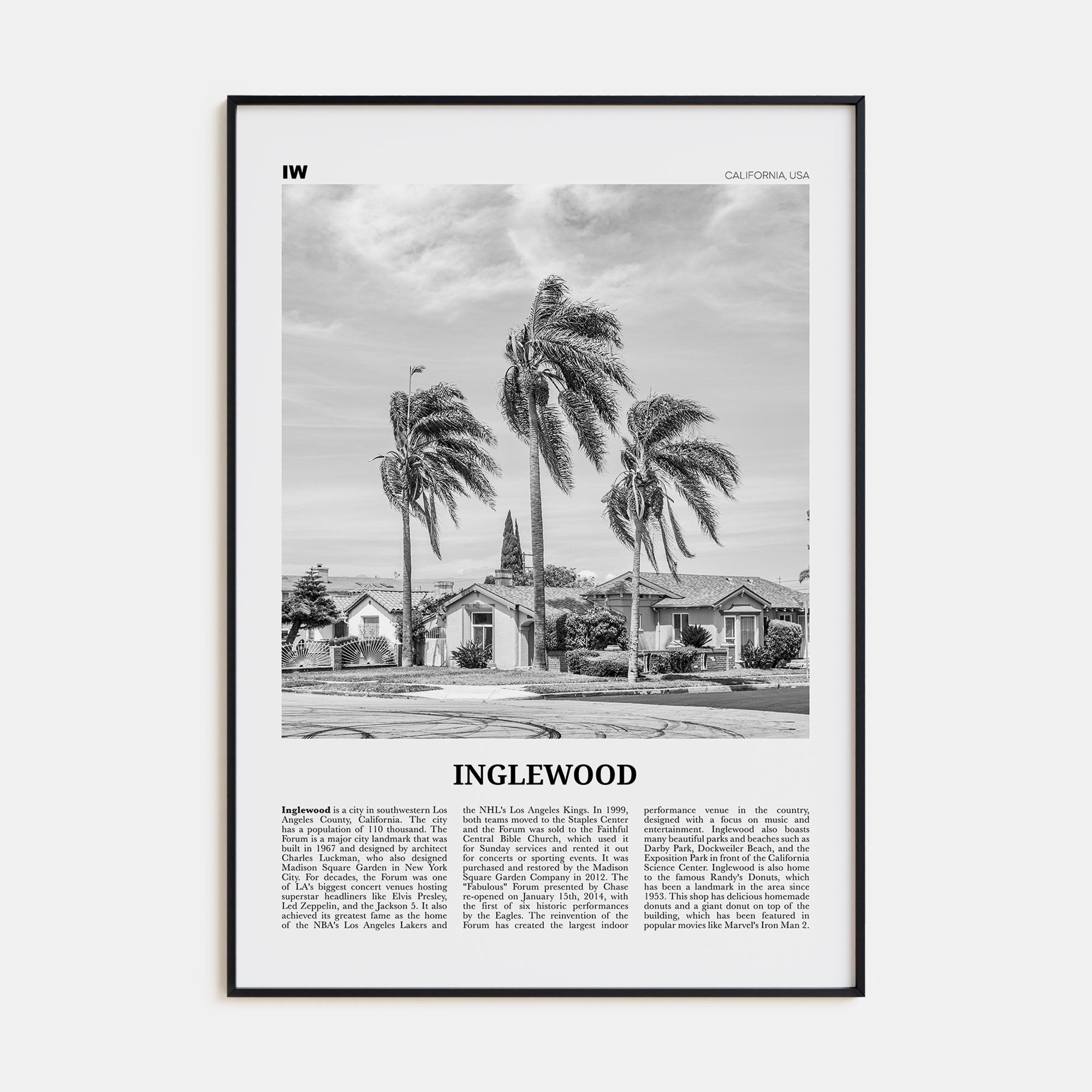 Inglewood Travel B&W Poster