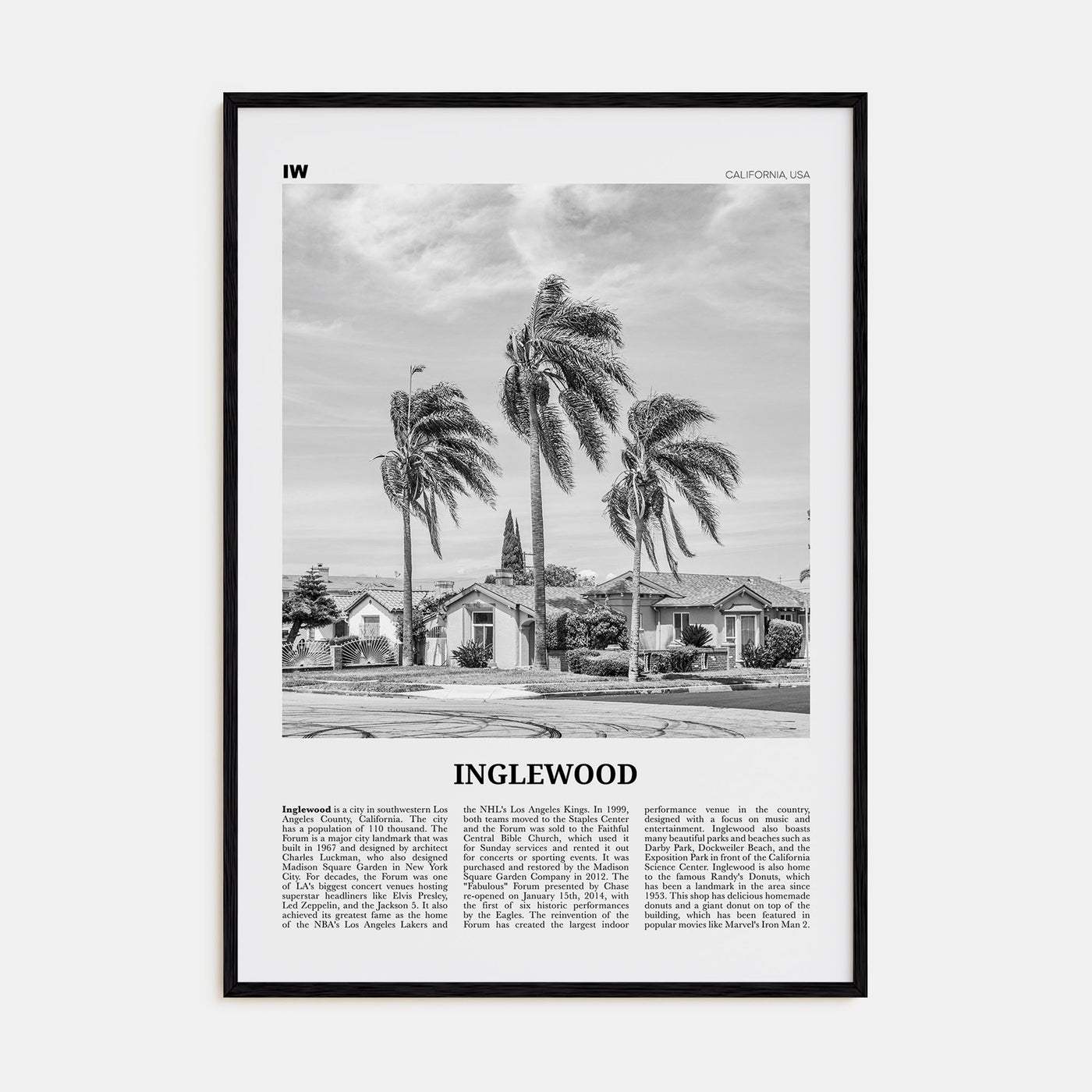 Inglewood Travel B&W Poster