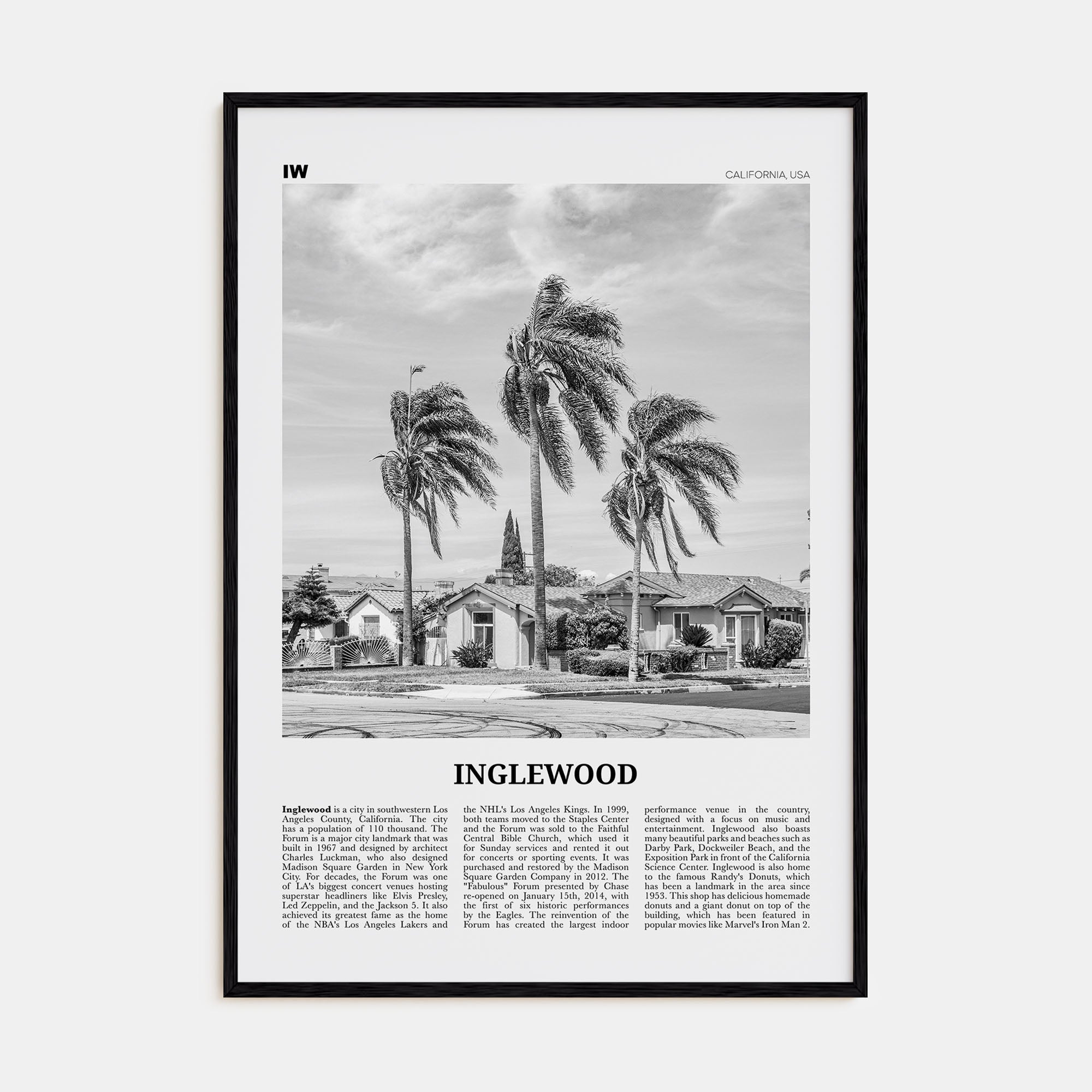 Inglewood Travel B&W Poster