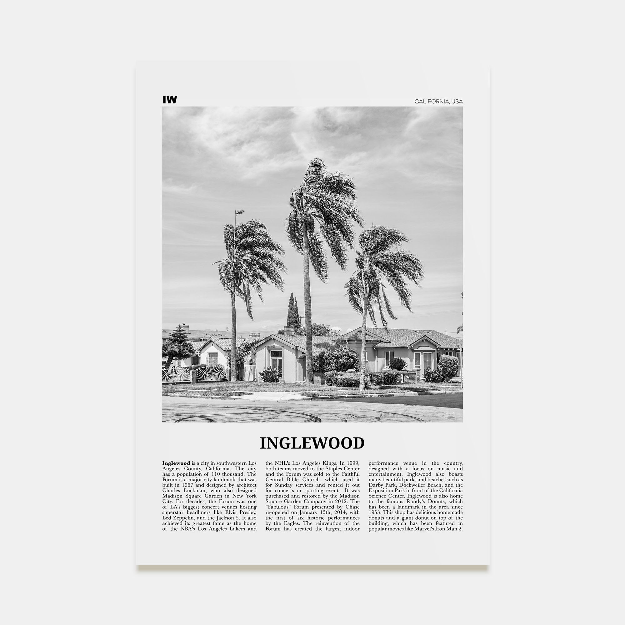 Inglewood Travel B&W Poster