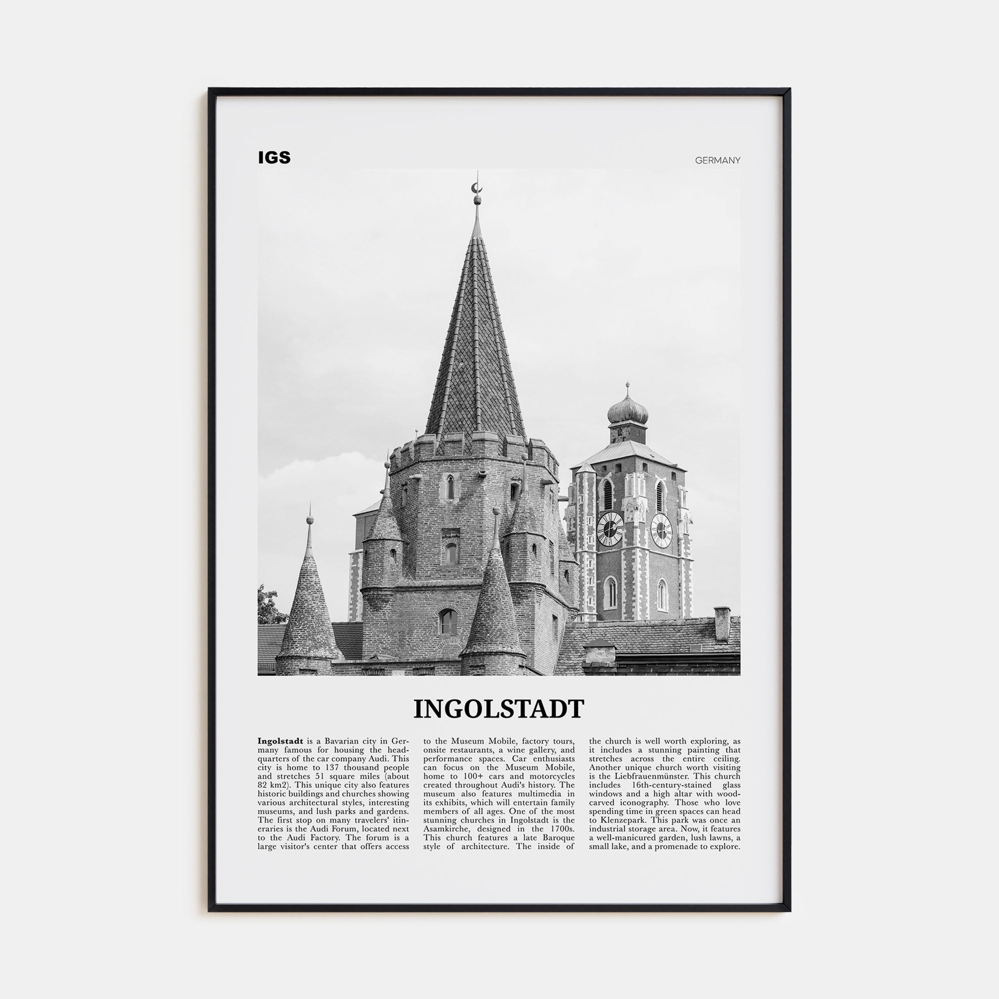 Ingolstadt Travel B&W Poster