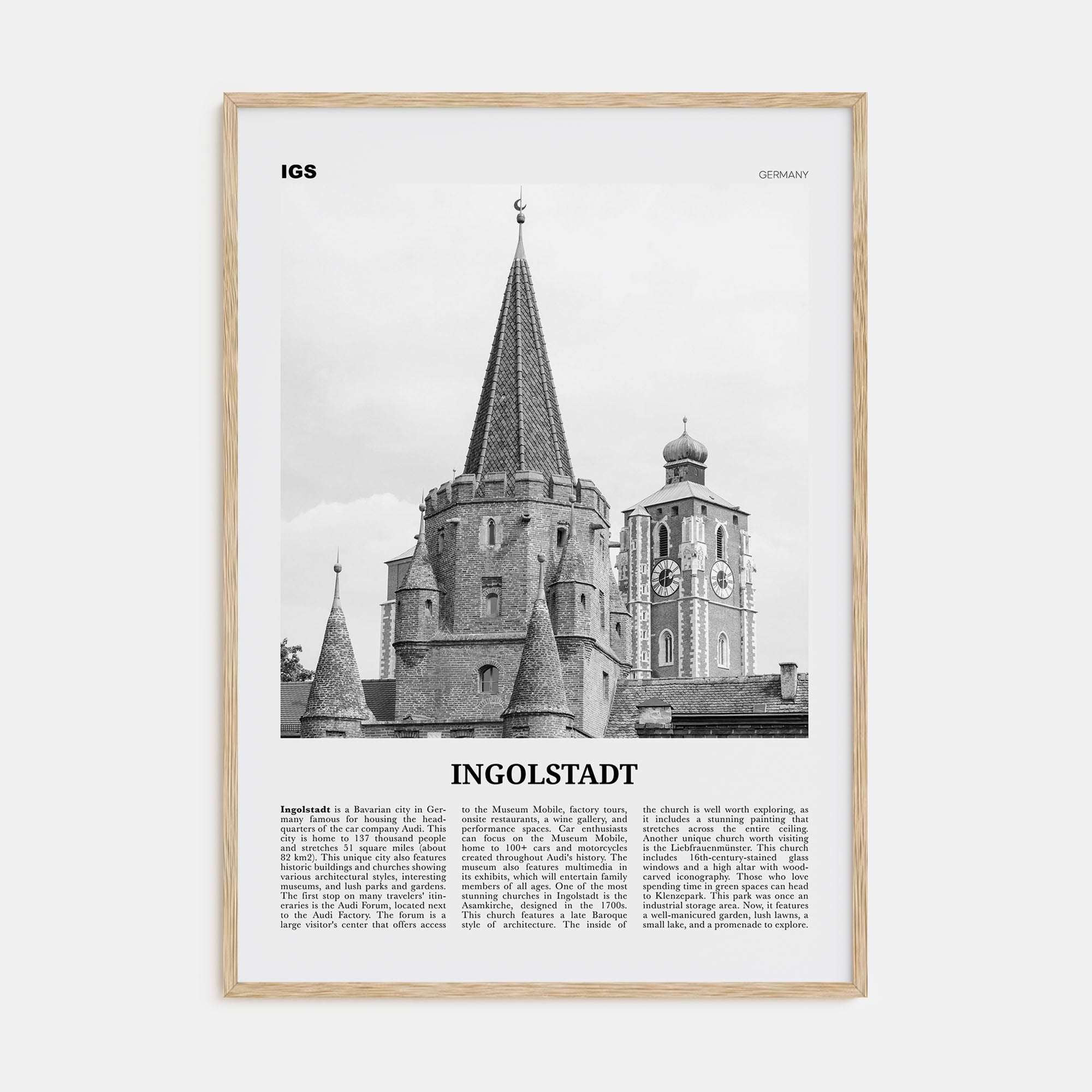 Ingolstadt Travel B&W Poster