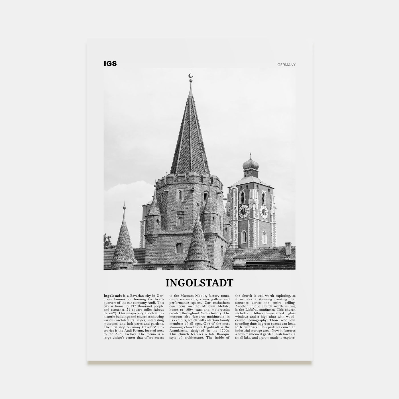 Ingolstadt Travel B&W Poster