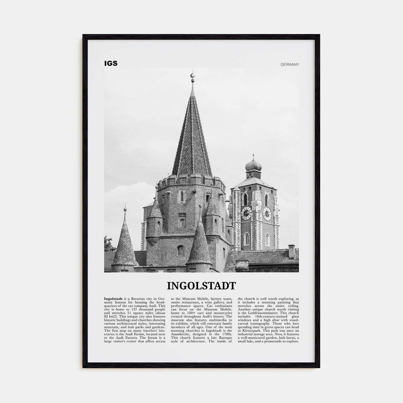 Ingolstadt Travel B&W Poster