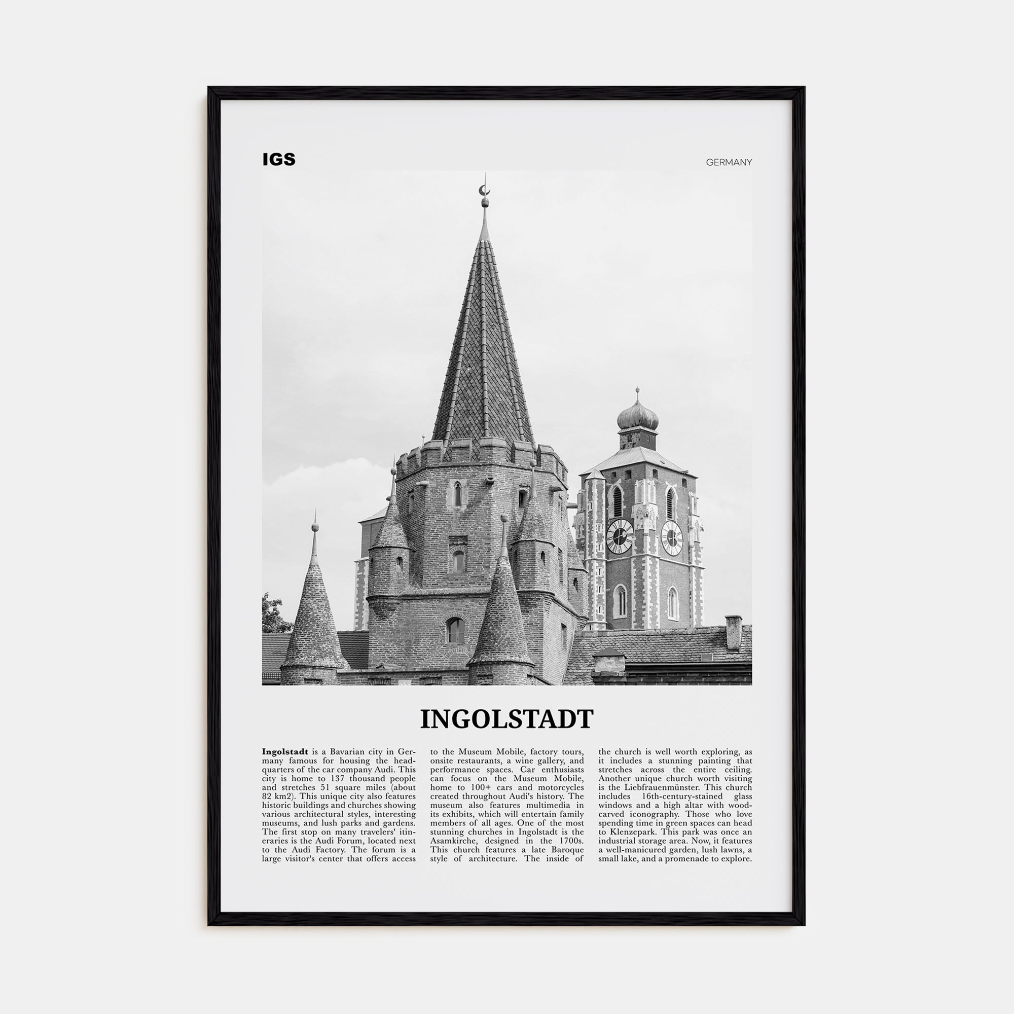 Ingolstadt Travel B&W Poster