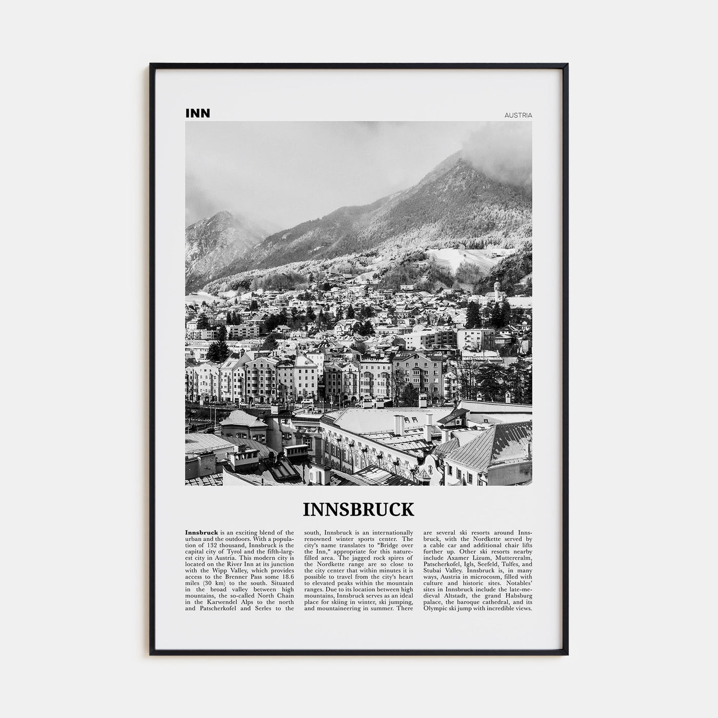 Innsbruck Travel B&W Poster
