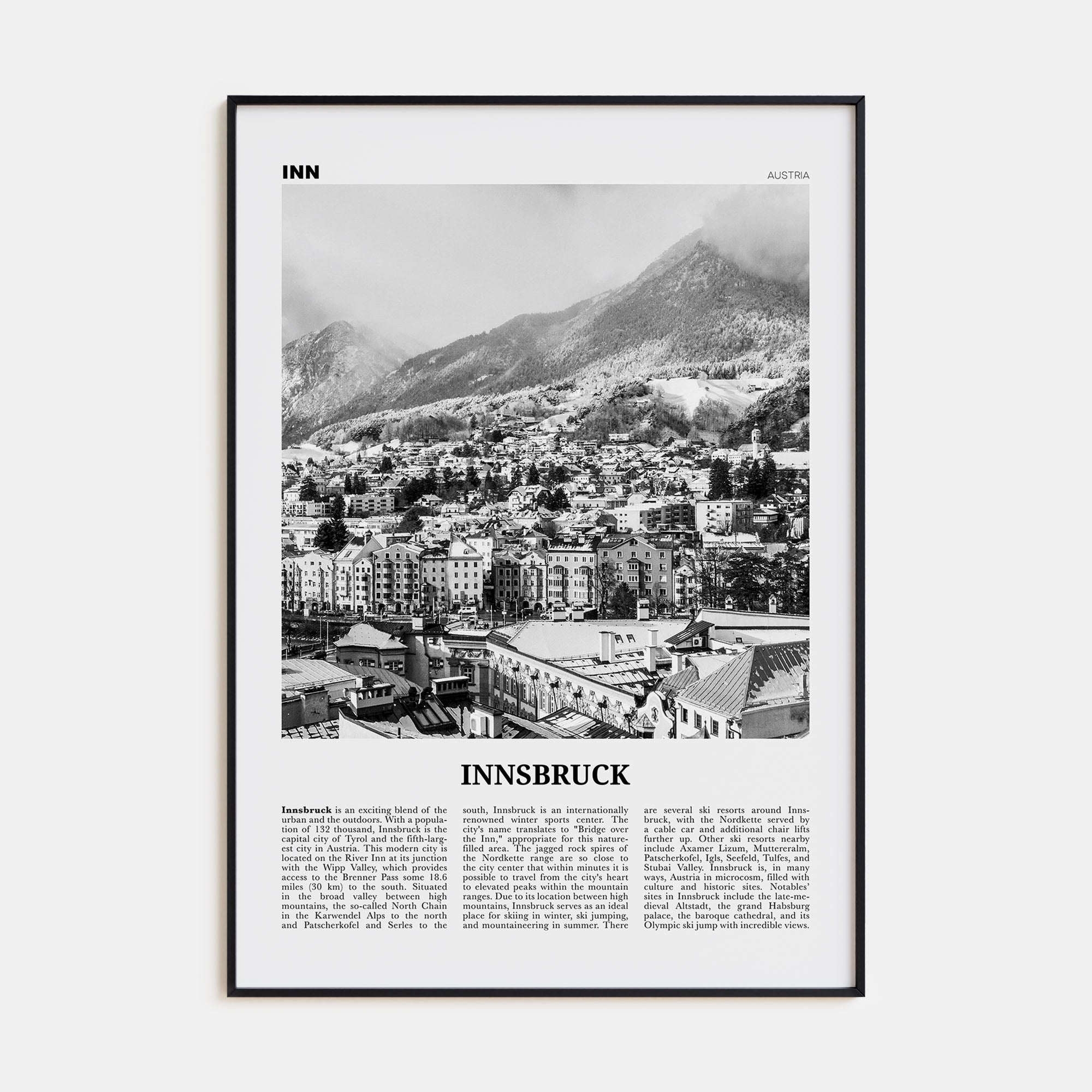 Innsbruck Travel B&W Poster